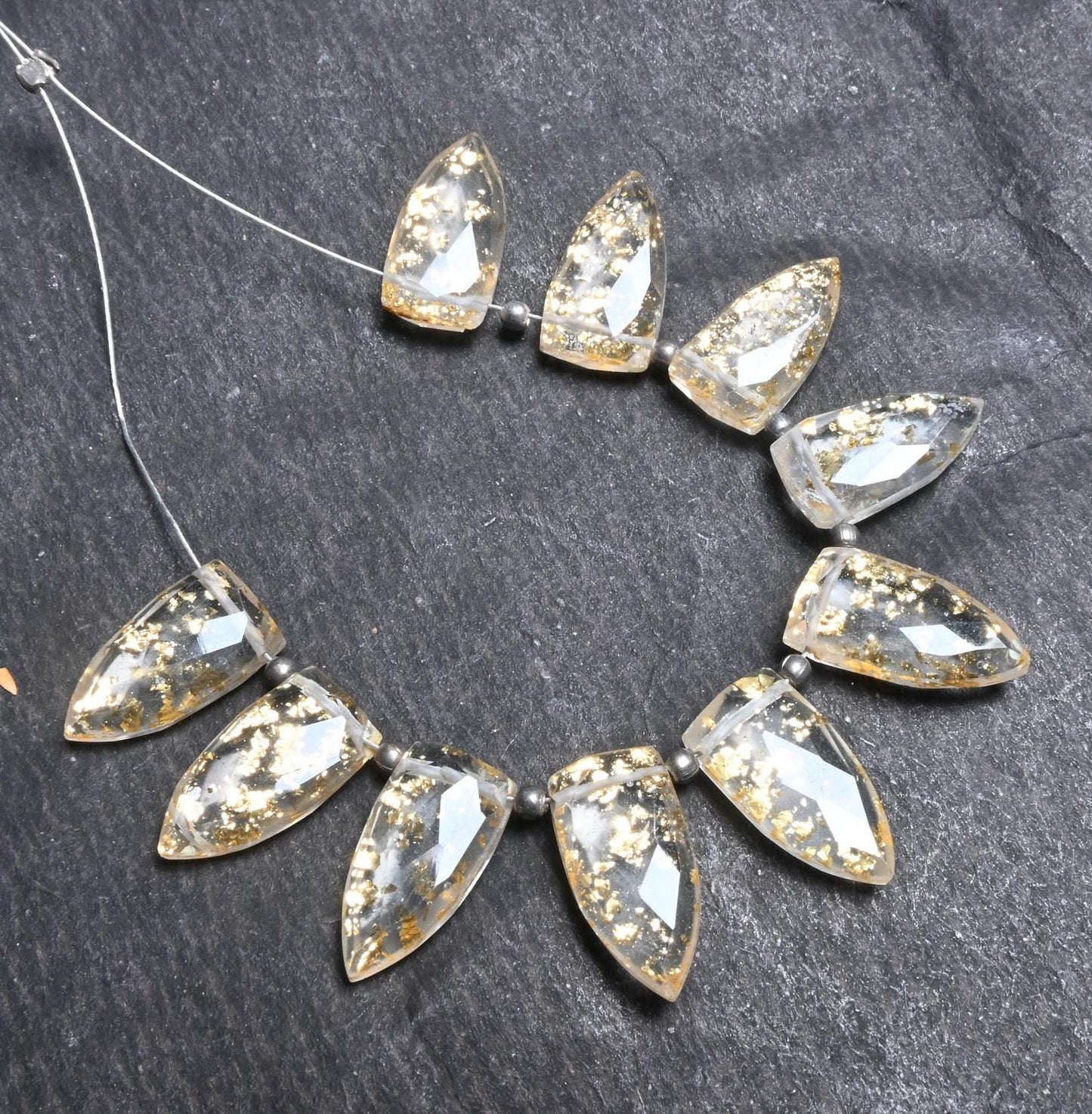 Natural Crystal Quartz Doublet Fancy Arrow Shape faceted Beads,8-16mm Crystal Gold Foil Doublet Side Drill Briolette Bead Jewelry Craft SALE (18705)