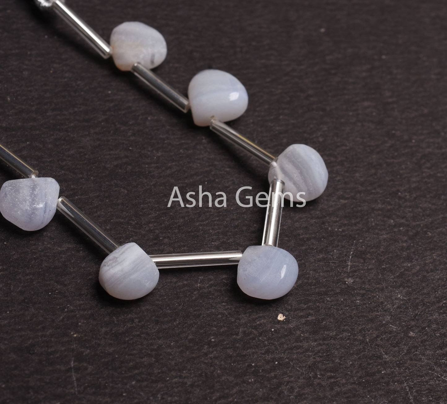 Natural Blue Lace Agate Heart Shape Gemstone Beads,8-10.5 mm Agate Un Polish Mat Finish Preform Heart Beads, Blue Lace Agate Handmade Beads