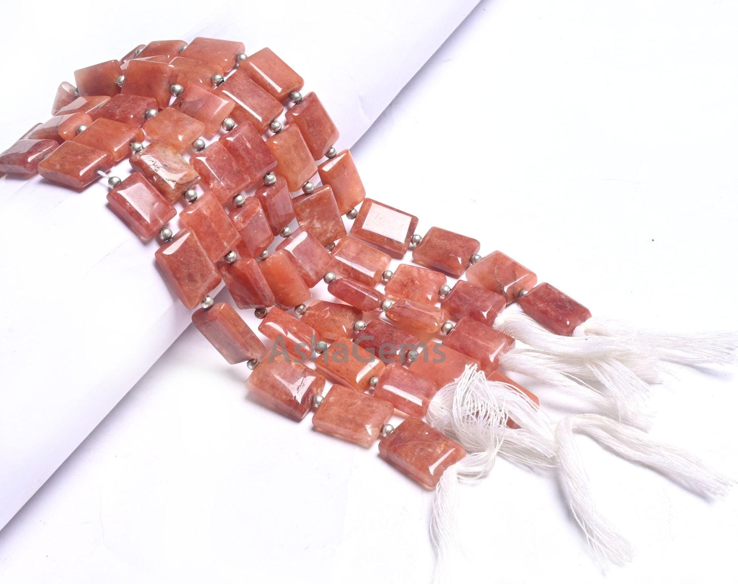 Amazing Dark Peach Quartz Smooth Rectangle Shape Gemstone Beads,9" Quartz Fancy Chicklet Straight Drill Handmade Beads Jewelry making Crafts