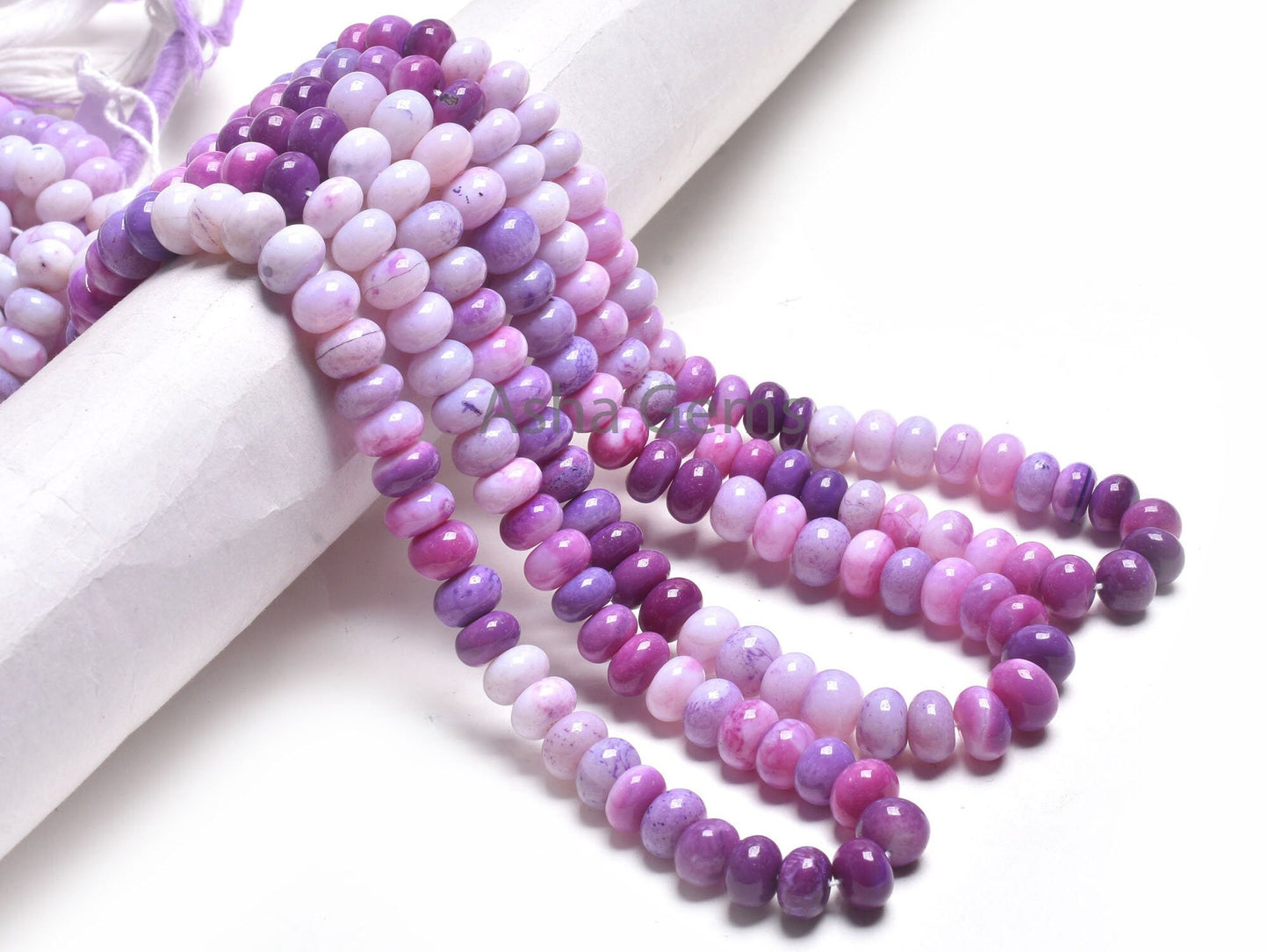 Beautiful Shaded Purple Opal Plain Handmade Rondelle Beads,16" Strand Lavender Opal smooth Gemstone Loose Opal Beads Necklace Jewelry SALE