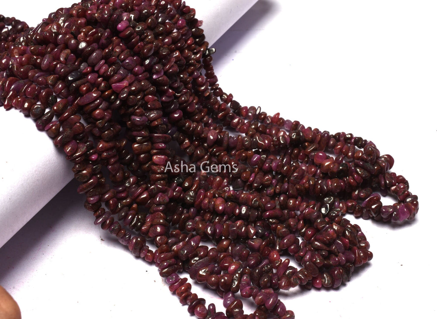 34" Strand Natural Ruby Uncut Chips Smooth Beads Gemstone, Natural Ruby Beads, AAA Quality Red Ruby Chip Tiny Nugget, Genuine Ruby Raw Beads