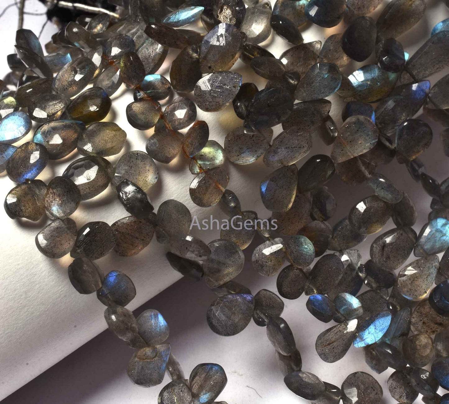 AAA Quality Blue Fire Labradorite Faceted pears Shape Beads,7.5"Strand labradorite Beads, Natural Black Rainbow Teardrop Beads Jewelry Craft