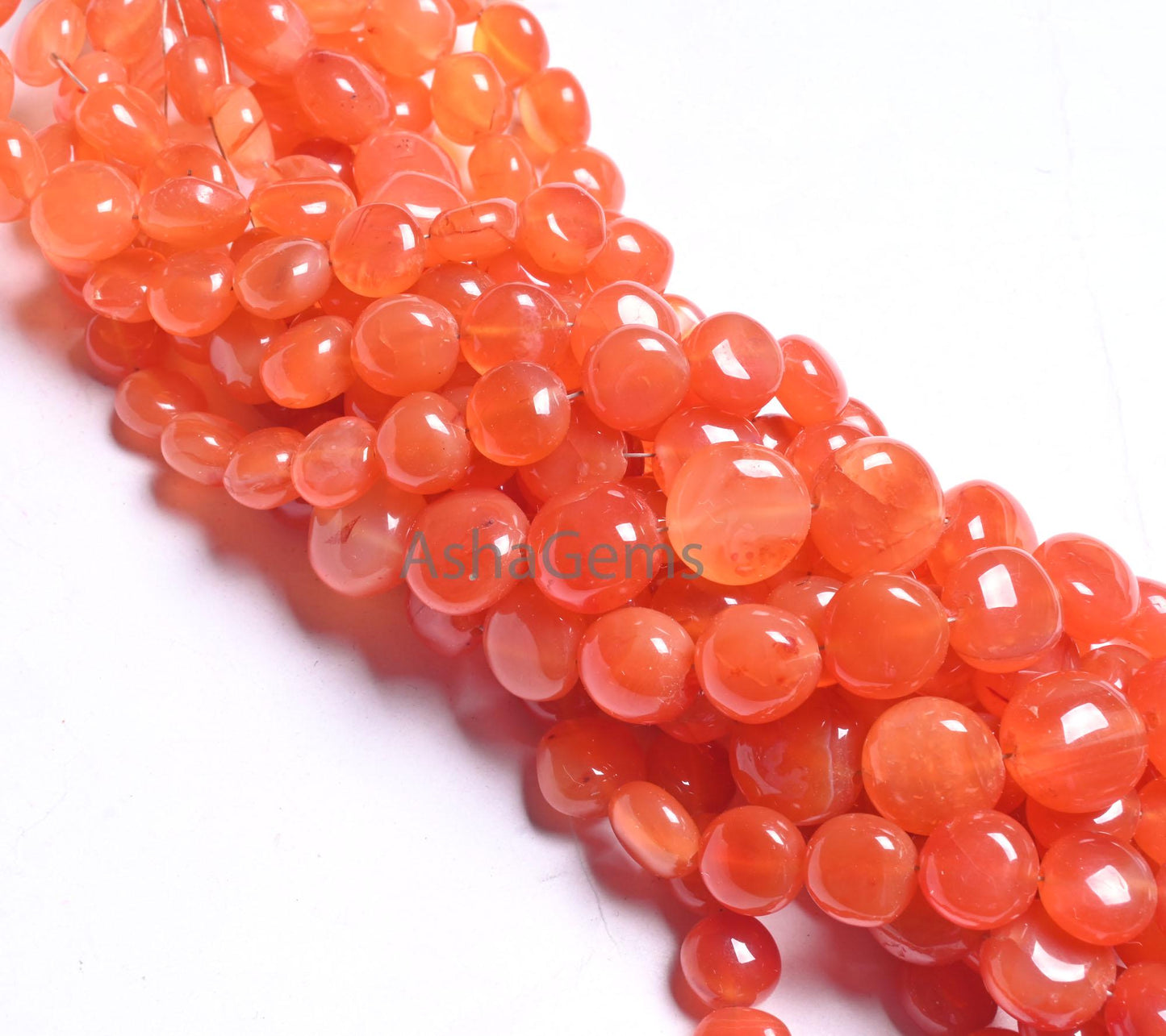 Fine Quality Carnelian fancy puff Coin Gemstone Beads, Natural Red Orange Carnelian Smooth Coin handmade Cornelian Bead Jewelry Making Craft