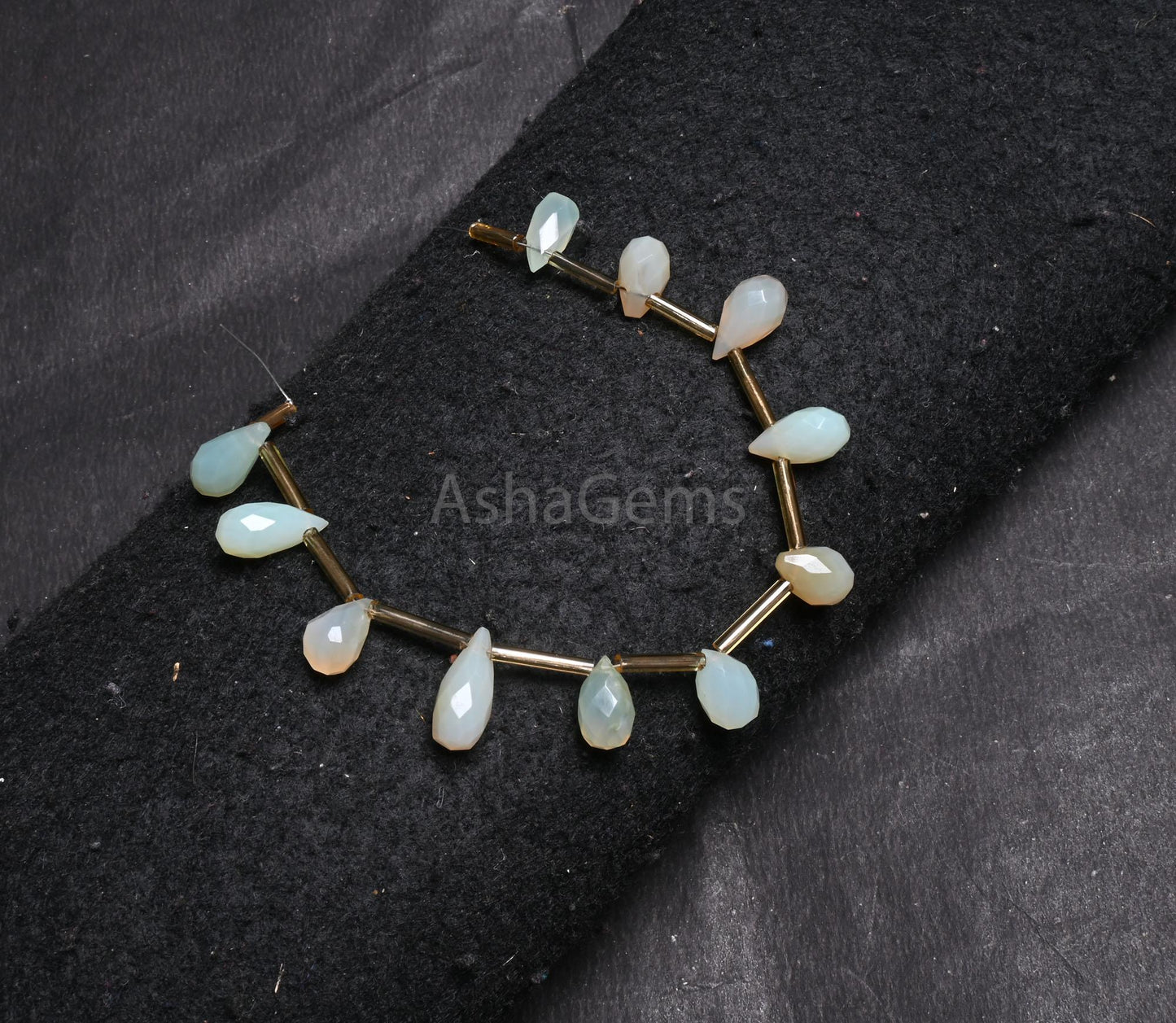 Beautiful Chalcedony faceted Drops Shape beads, Light Aqua Blue Chalcedony Indian Cut Handmade Teardrop bead, Chalcedony Bead Jewelry Crafts