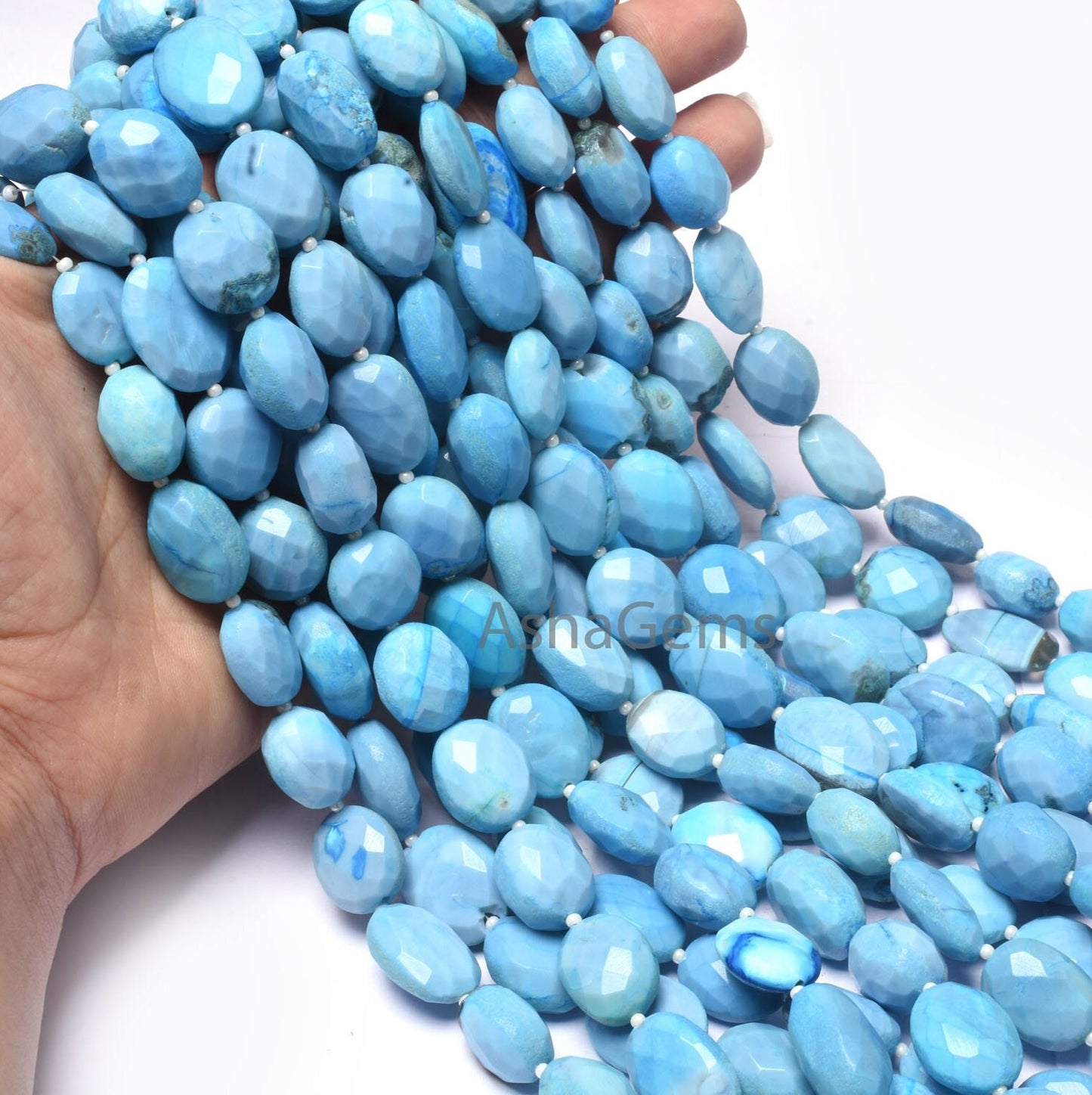 Beautiful Blue Opal Faceted Oval Shape Beads, Turquoise Blue Opal Gemstone Beads Opal Handmade Indian Cut Bead For Jewelry Making Craft SALE