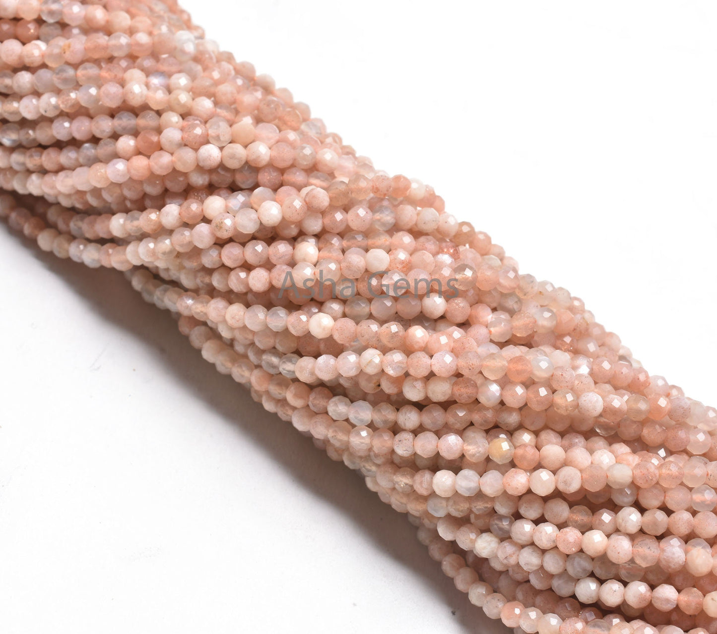 Natural Peach Moonstone Micro Cut Round Beads,3.2 mm Fine Pink Moonstone Machine Cut Faceted Round Ball Gemstone Beads Jewelry Makings Sale