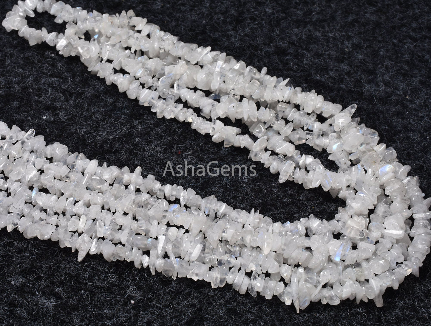 34" Strand Natural Rainbow Moonstone Uncut Chips Nugget Smooth Gemstone Beads, Blue Fire White Rainbow Raw Rough Beads, Moonstone Beads SALE