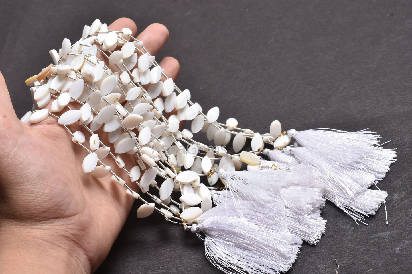 Beautiful White Mother Of Pearl Fancy Marquise Shape Beads, Natural MOP Flat Marquise Side Drill Gemstone Beads Mother Of Pearl Bead Jewelry