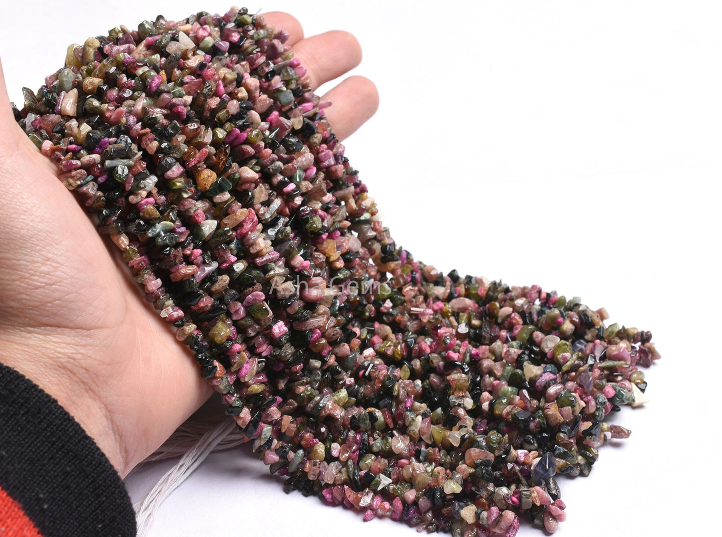 Natural Multi Disco Tourmaline Gemstone Uncut Chips Beads, 17,34" Strand Tourmaline Smooth Raw Rough Beads Jewelry Making Craft Tourmaline