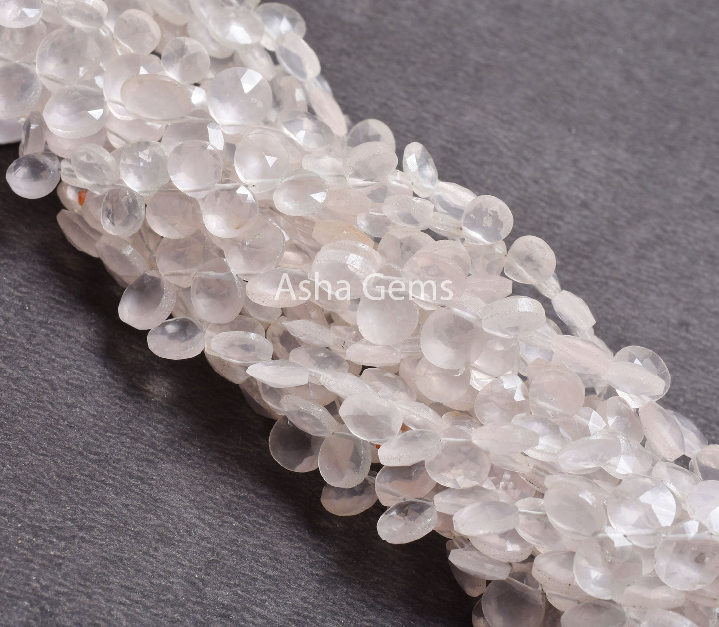 Natural Rose Quartz Heart Faceted Gemstone Beads, Fine Quality Pink Rose Quartz Heart Briolette Side Drill Beads,7" Rose Quartz Bead Jewelry