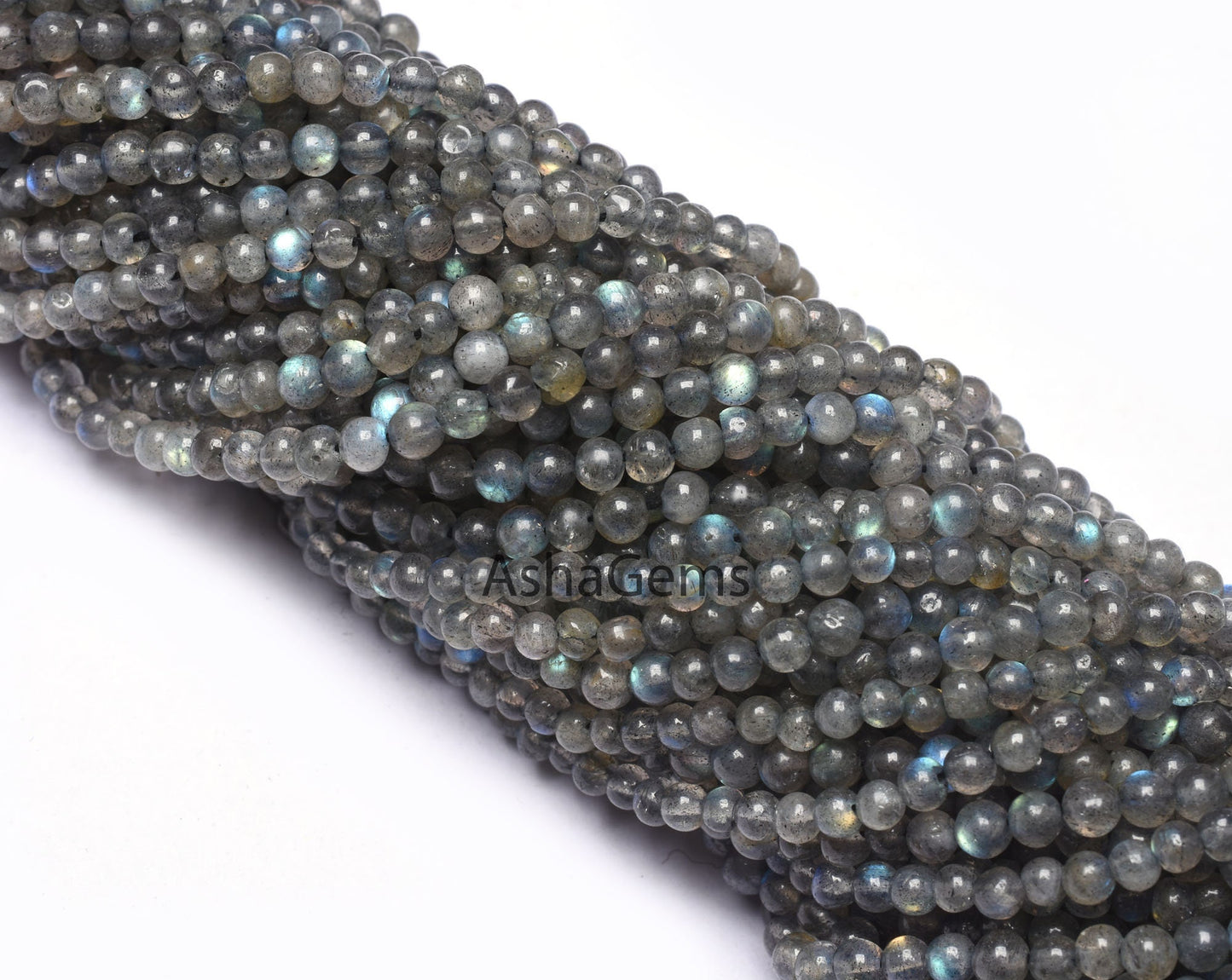 13"Strand Natural Blue Fire Labradorite Smooth Round Gemstone Beads,4 mm Black Rainbow Round Ball Beads Jewelry Craft Labradorite beads Sale