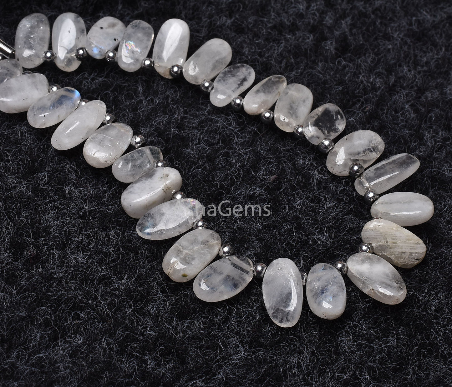 Natural Rainbow Moonstone Smooth Gemstone Beads, Beautiful Uneven Oval Shape Beads Side Drill Oval Beads Blue Fire Rainbow Bead Jewelry SALE
