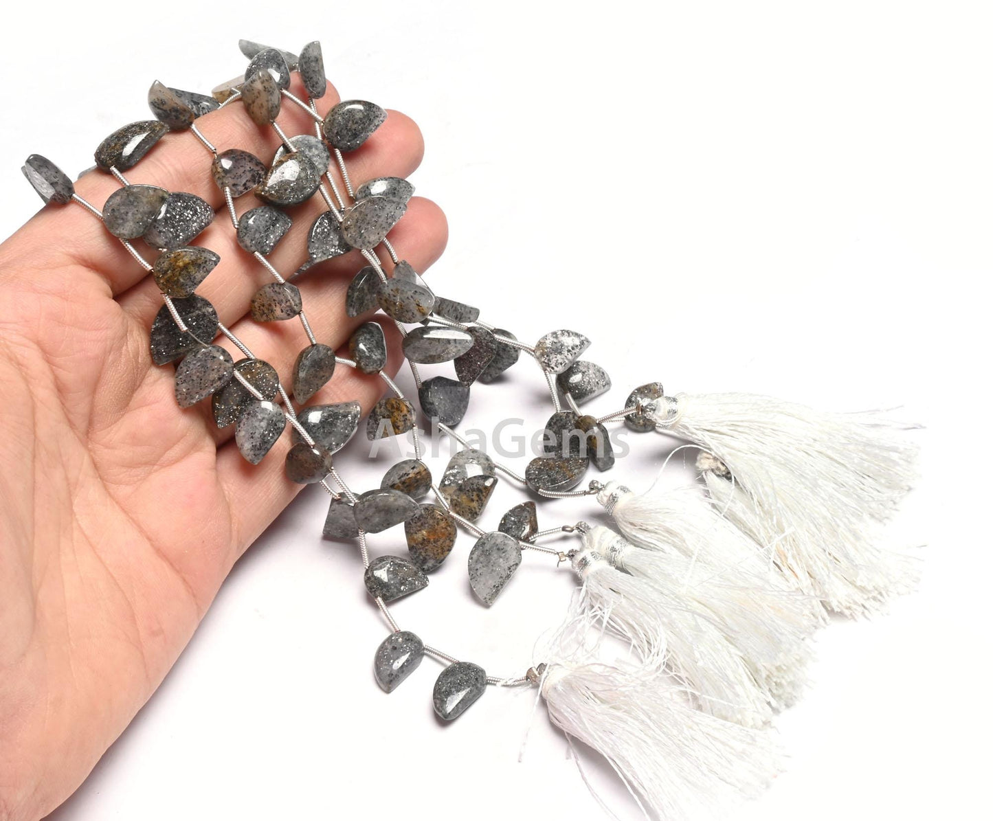 Natural Black sunstone Fancy Keri Shape Gemstone Loose Beads, Fine Sunstone fancy One Side Flat Table Side Drill Handmade Beads Jewelry SALE