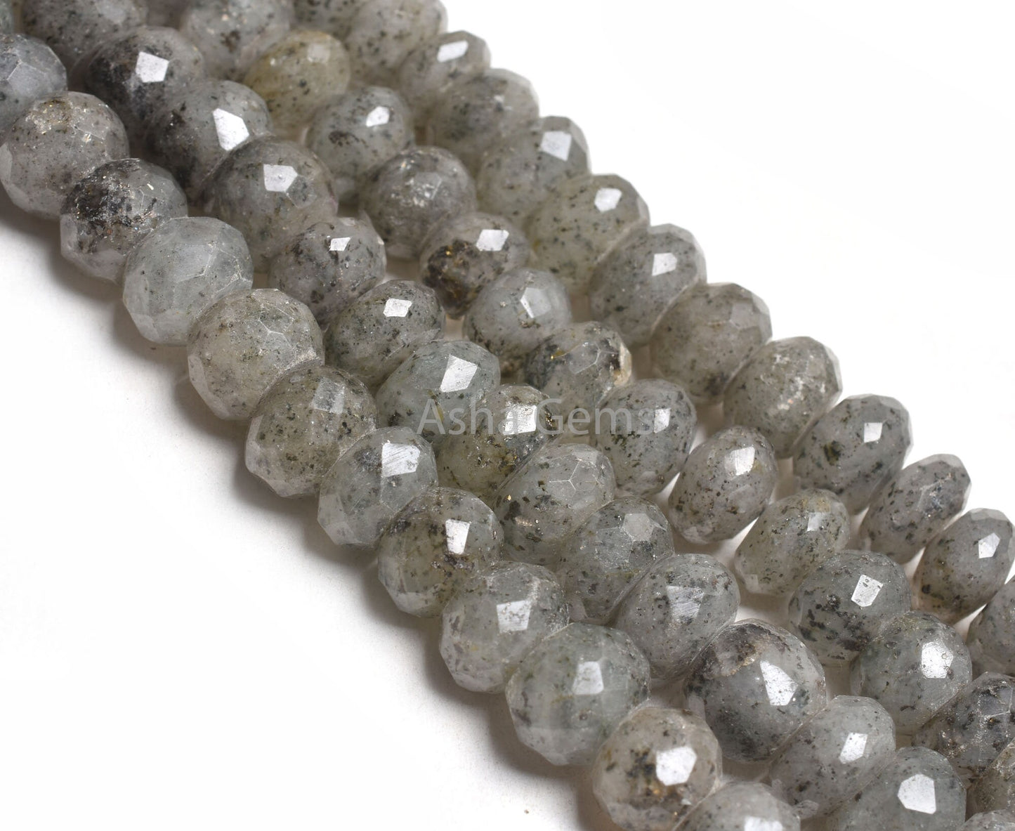 Black Dot Quartz Faceted Rondelle Shape Beads,7"Strand Natural Black Dot Quartz Beads, Quartz Faceted Gemstone Loose Bead Jewelry Craft SALE
