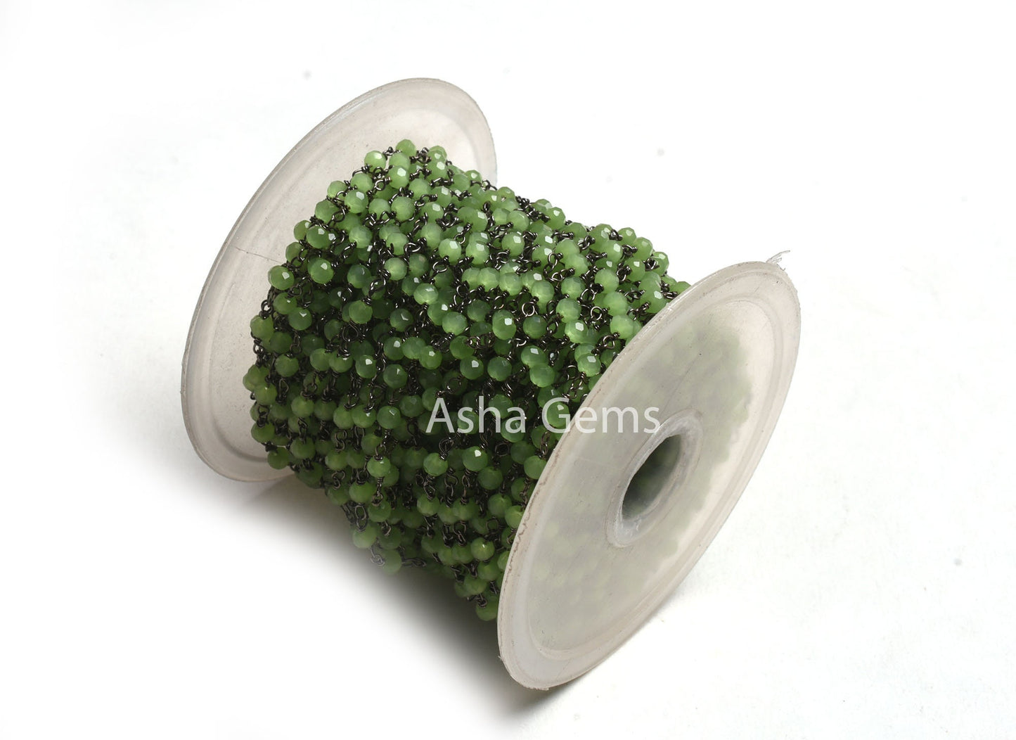 1,3,5,10,50 Feet Chain Green Quartz Hydro Faceted Beads Rosary Chain Gunmetal Black Plated Wire Wrap Beaded Rosary Chain Jewelry Crafts SALE