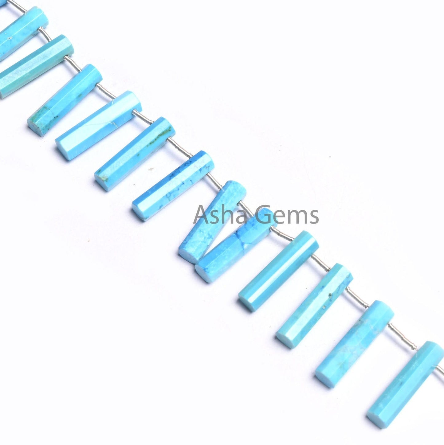 AAA Quality Blue Turquoise Howlite Faceted Long Pipe Shape Beads,5-20 mm Turquoise Fancy Side Drill Pencil Tube Gemstone Loose Beads Jewelry