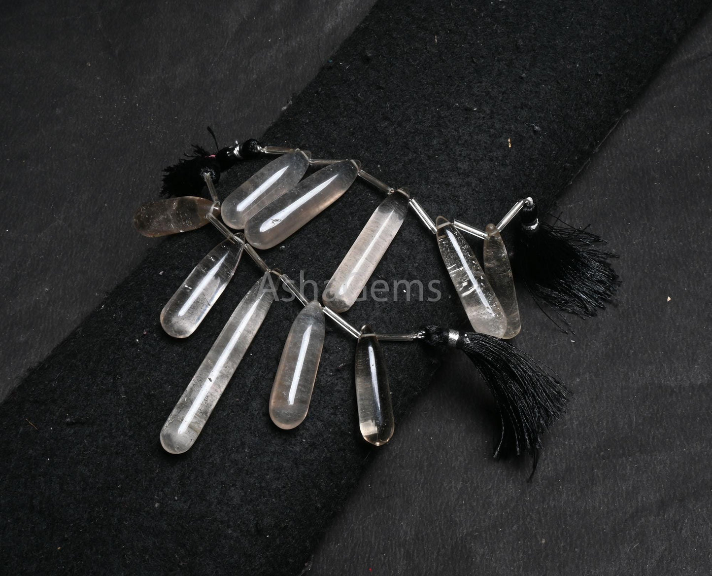 Natural Smoky Quartz Fancy Long Pencil Drop Beads, Smoky Smooth Handmade Teardrop Side Drill Gemstone Smoky Bead For Jewelry Handicraft SALE