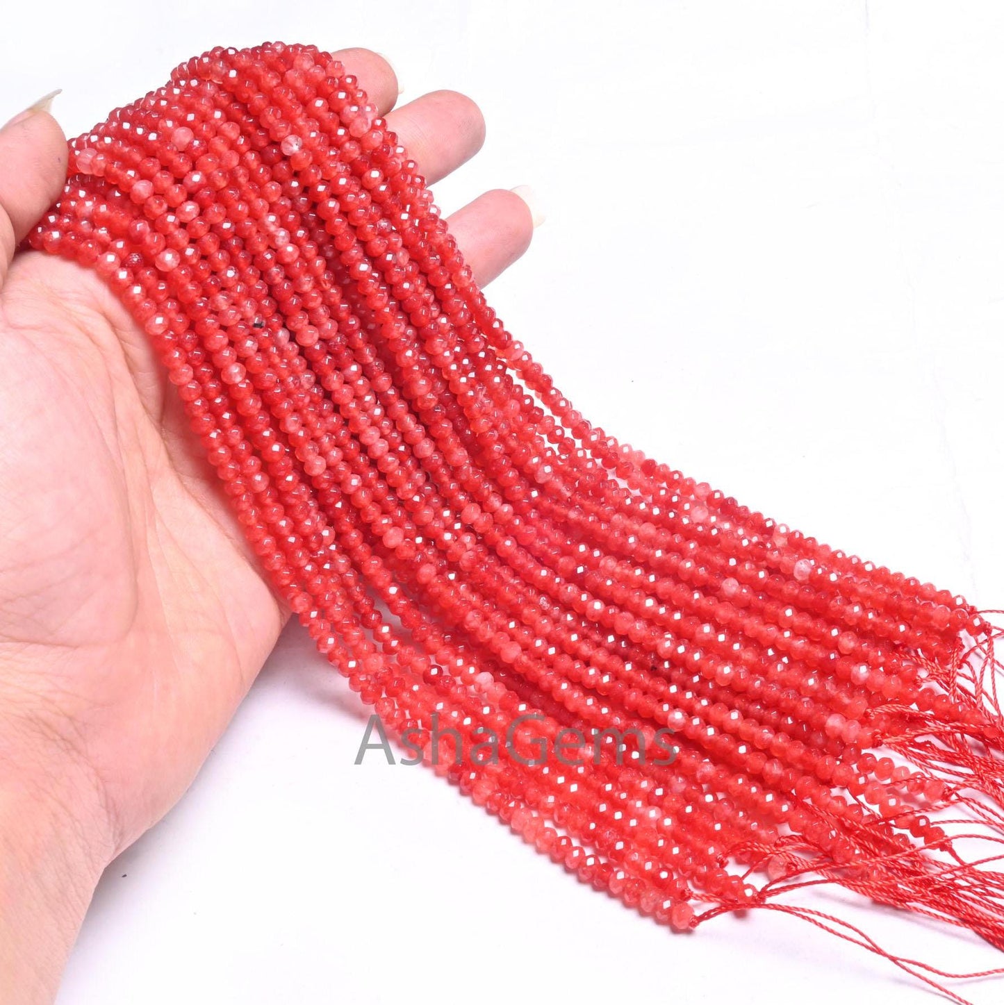 Shaded Orange Red Jade Quartz Faceted Gemstone Beads,4.5 mm Fine Carnelian Color Jade Quartz Rondelle Beads, Jade Bead Jewelry Making Craft