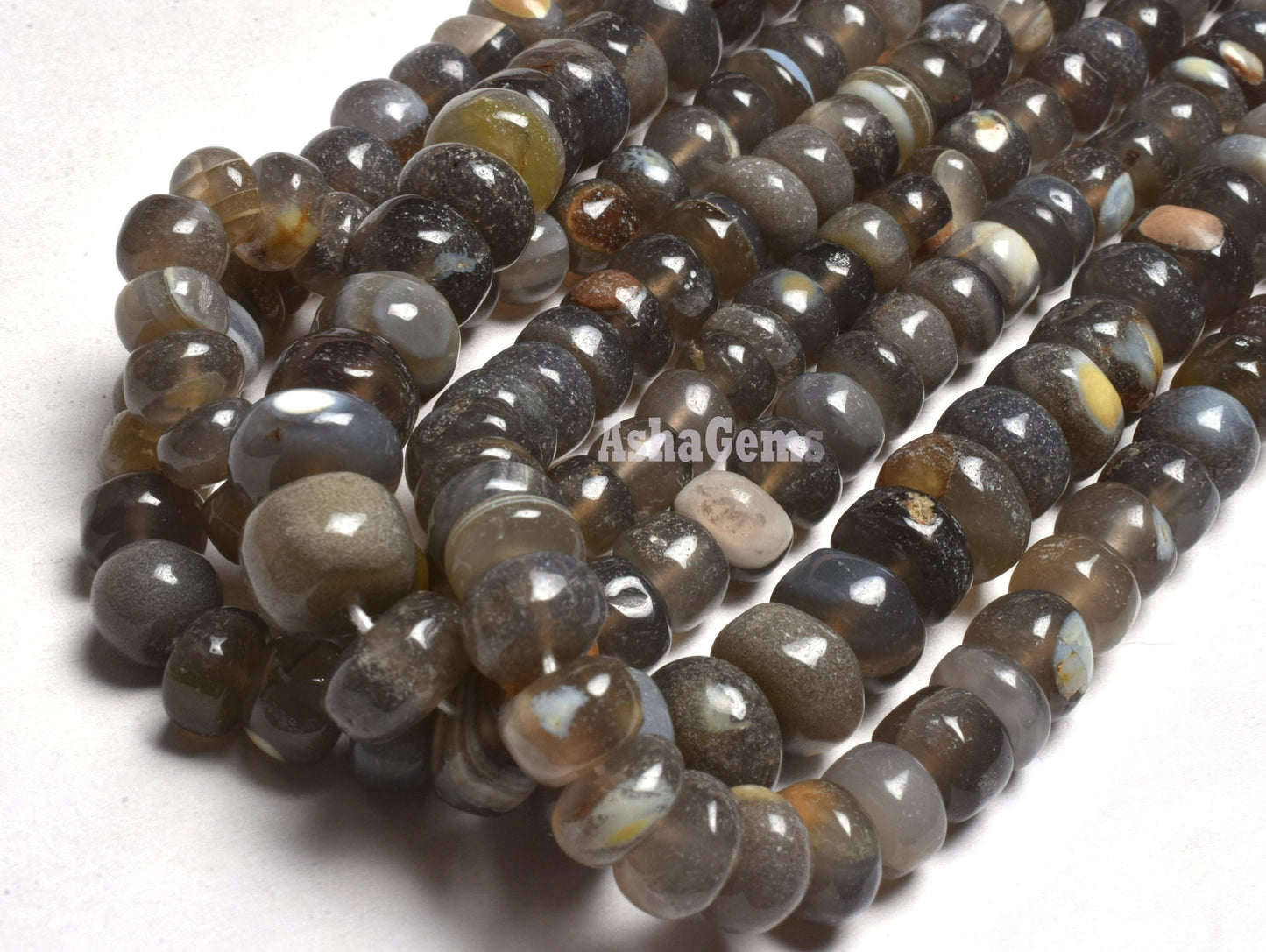 Beautiful Chalcedony Smooth Rondelle Shape Beads,16" Strand Opal Chalcedony Smooth Gemstone Beads Jewelry Making Handicrafts Chalcedony SALE