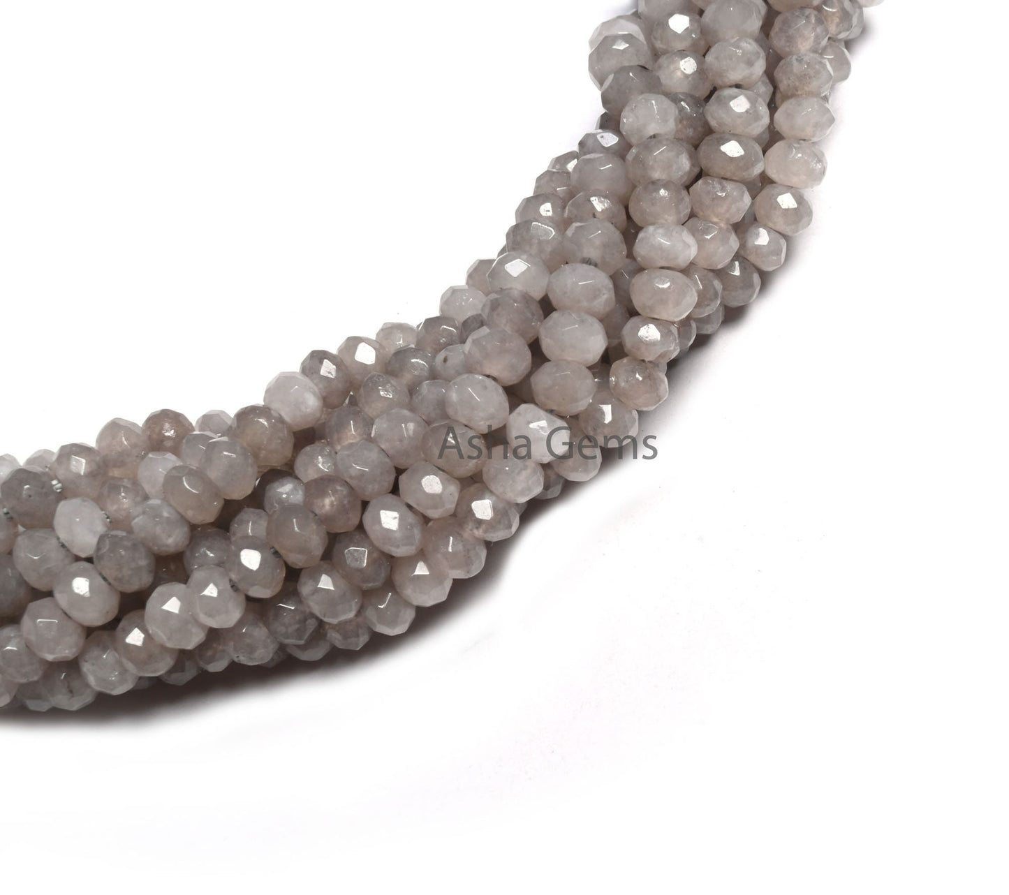 Beautiful Grey Jade Quartz Faceted Gemstone Loose Beads,13.5" Strand Grey Jade Machine Cut Rondelle Bead,4.5 mm Beautiful Jade Beads Jewelry