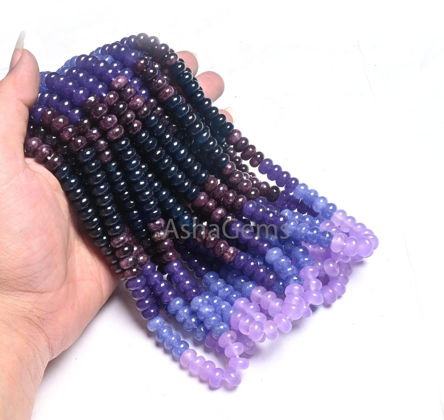 Beautiful Multi Blue Jade Quartz Smooth Rondelle Gemstone Beads,8 mm Disco Shaded Blue Brown Lavender Color Quartz Bead Jewelry making Craft (AG 12306)