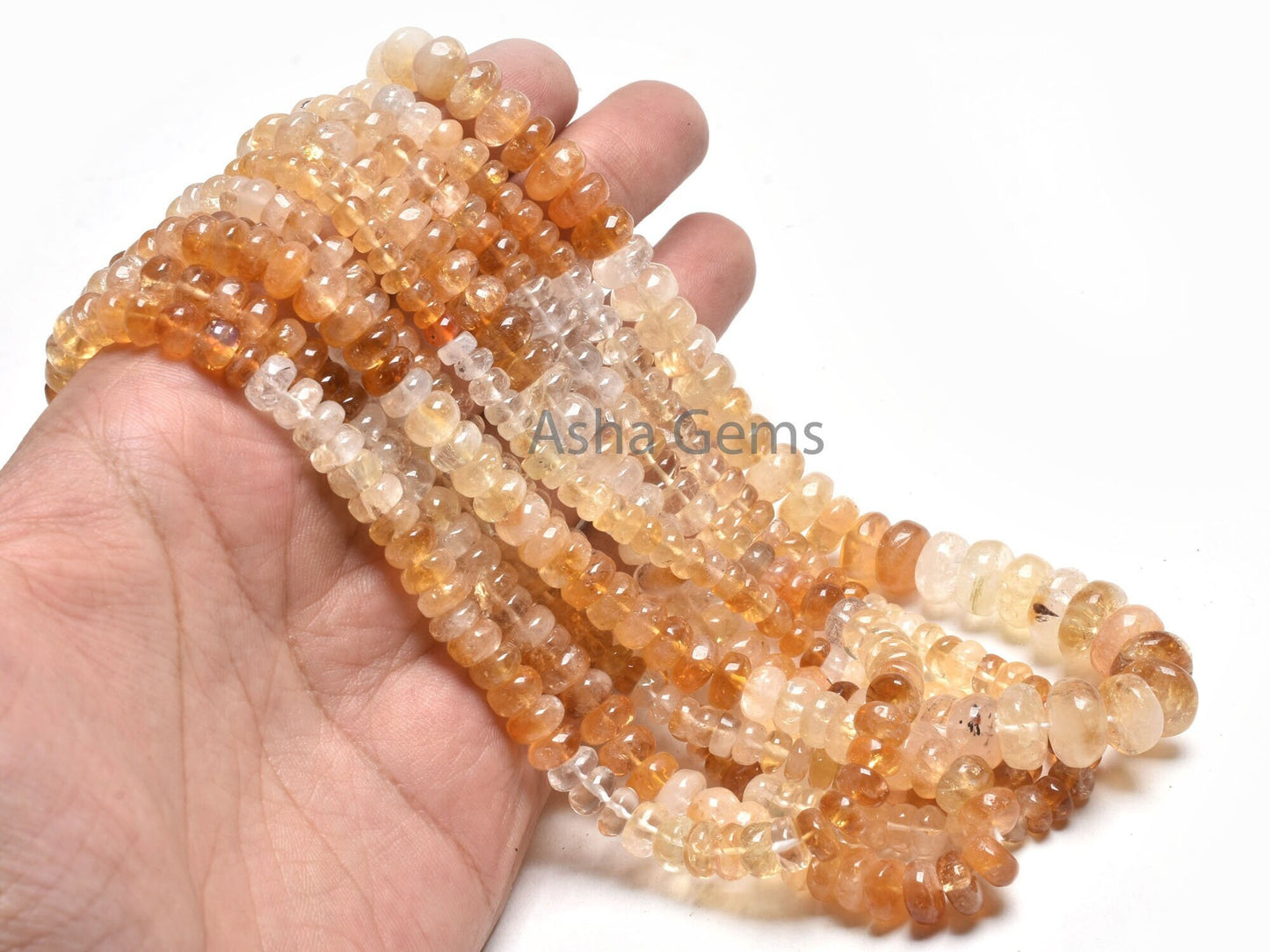 Beautiful Citrine Smooth Rondelle Gemstone Beads,16" Shaded Yellow Citrine Plain Handmade Roundelle Beads, Natural Citrine Quartz Beads SALE