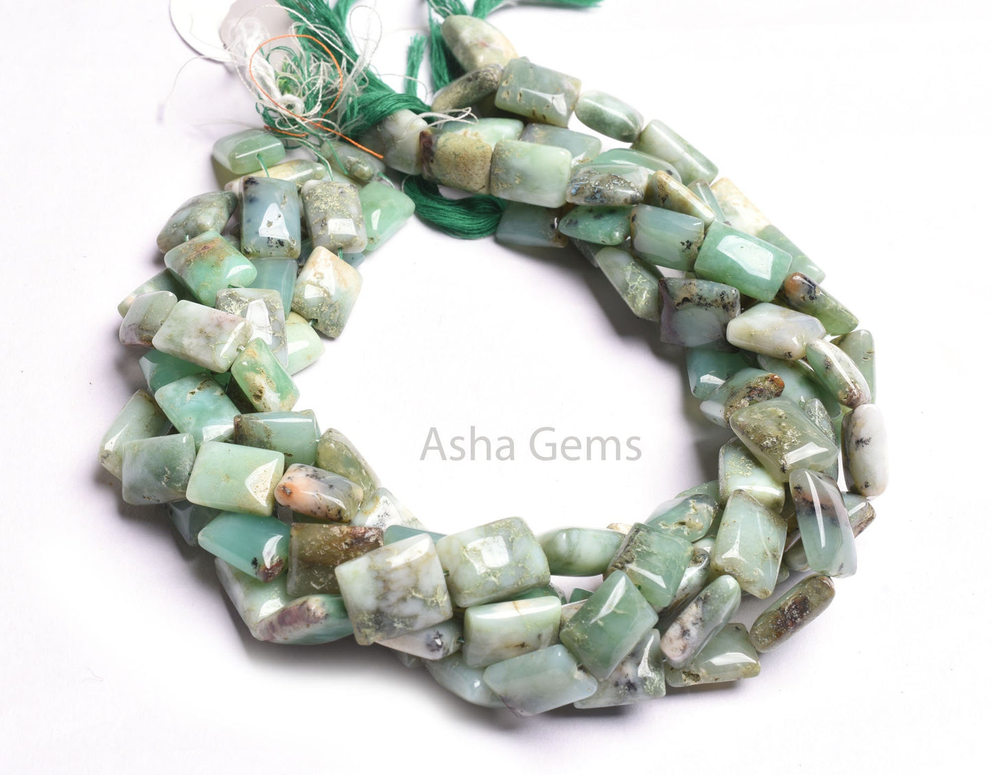 Real Chrysoprase Smooth Chiclet Gemstone Beads,15" Strand Chrysoprase Beads, Natural Light Green Chrysoprase Handmade Rectangle Bead Jewelry