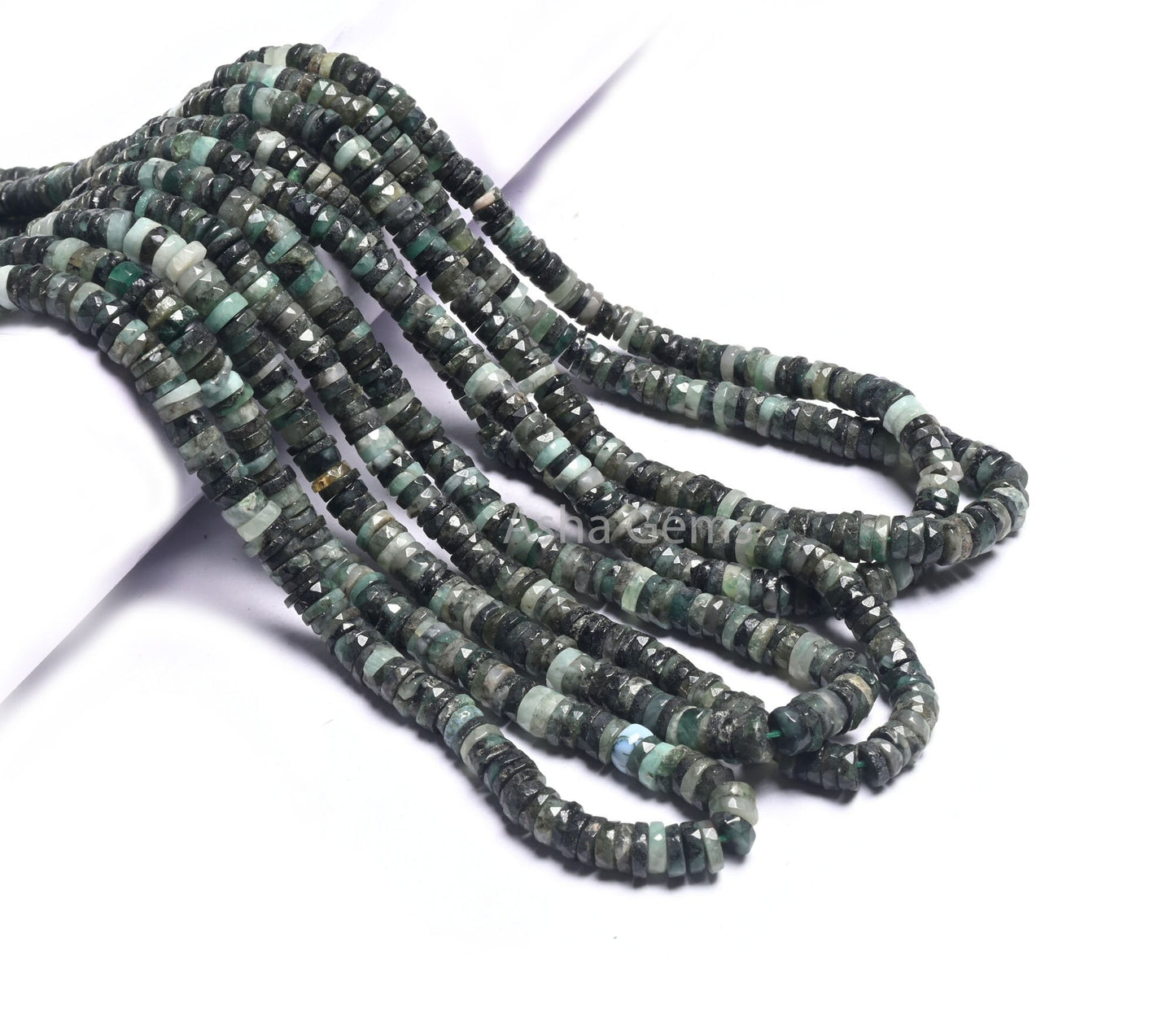 Natural Emerald Faceted Tyre Shape Beads, Sakota Emerald Shaded Indian Cut Heishi Tyre Gemstone Beads, Emerald Disc Bead Jewelry Making SALE