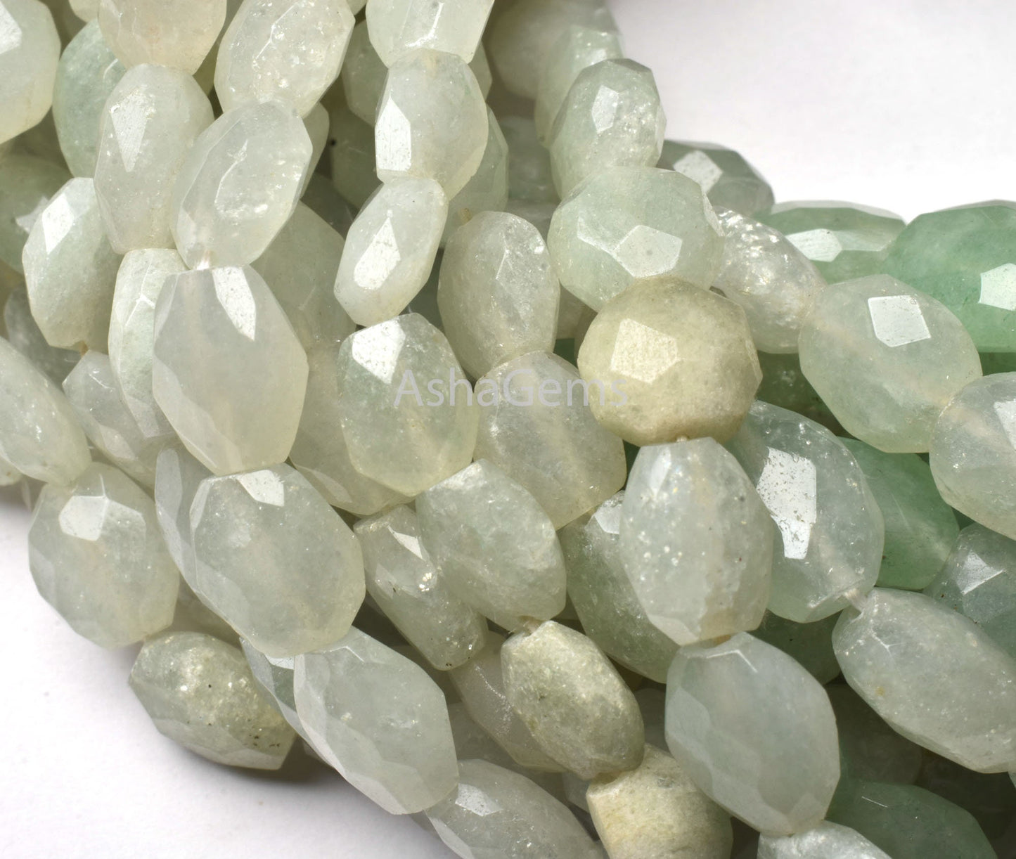 Natural Green Aventurine Faceted Oval Shape Beads,13" Strand Shaded Aventurine Hand Cut Oval Gemstone Beads, angoori Margaj Beads Handmade