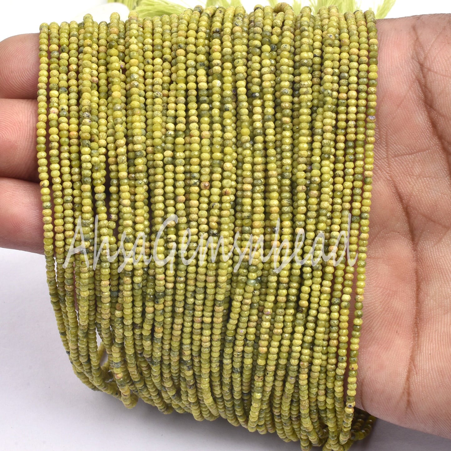 2 mm Beautiful Green Opal Micro Cut Faceted Rondelle Shape Beads,13"Strand Opal Machine Cut Gemstone Tiny Beads Green Opal Bead Jewelry SALE (AG 15042)