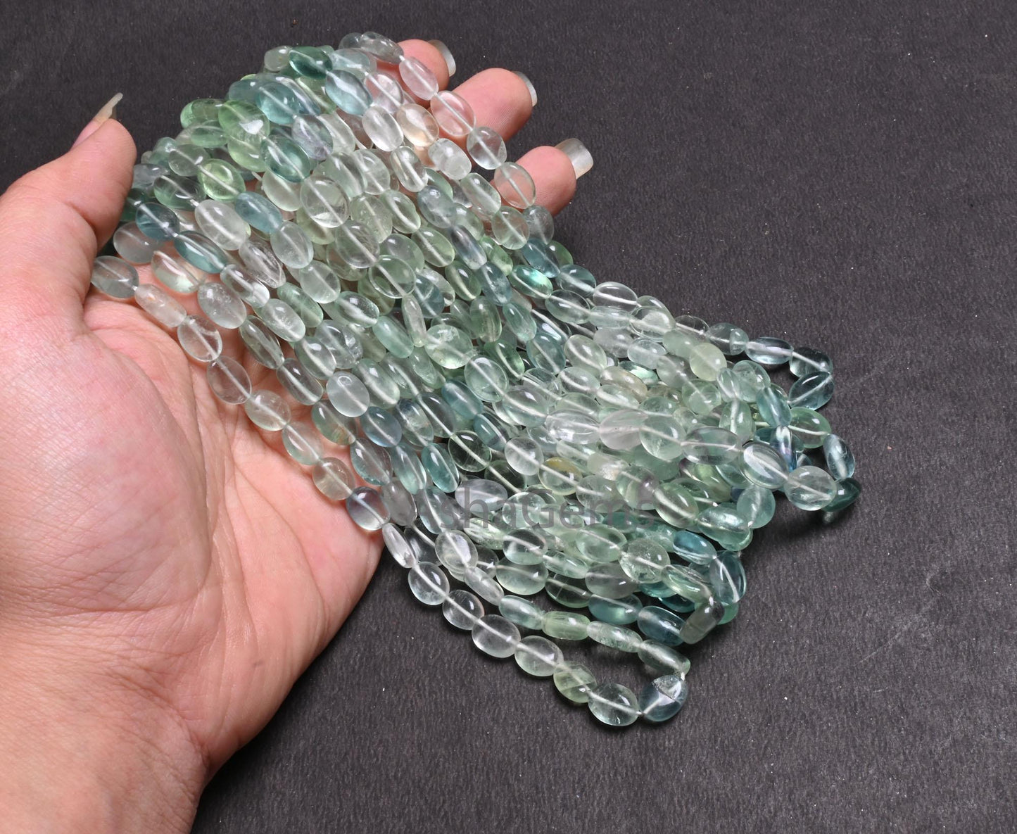 Beautiful Fluorite Smooth Oval Shape Gemstone Beads,8/16" Natural Shaded Green Fluorite Handmade Oval Plain Fluorite Bead Jewelry Craft SALE