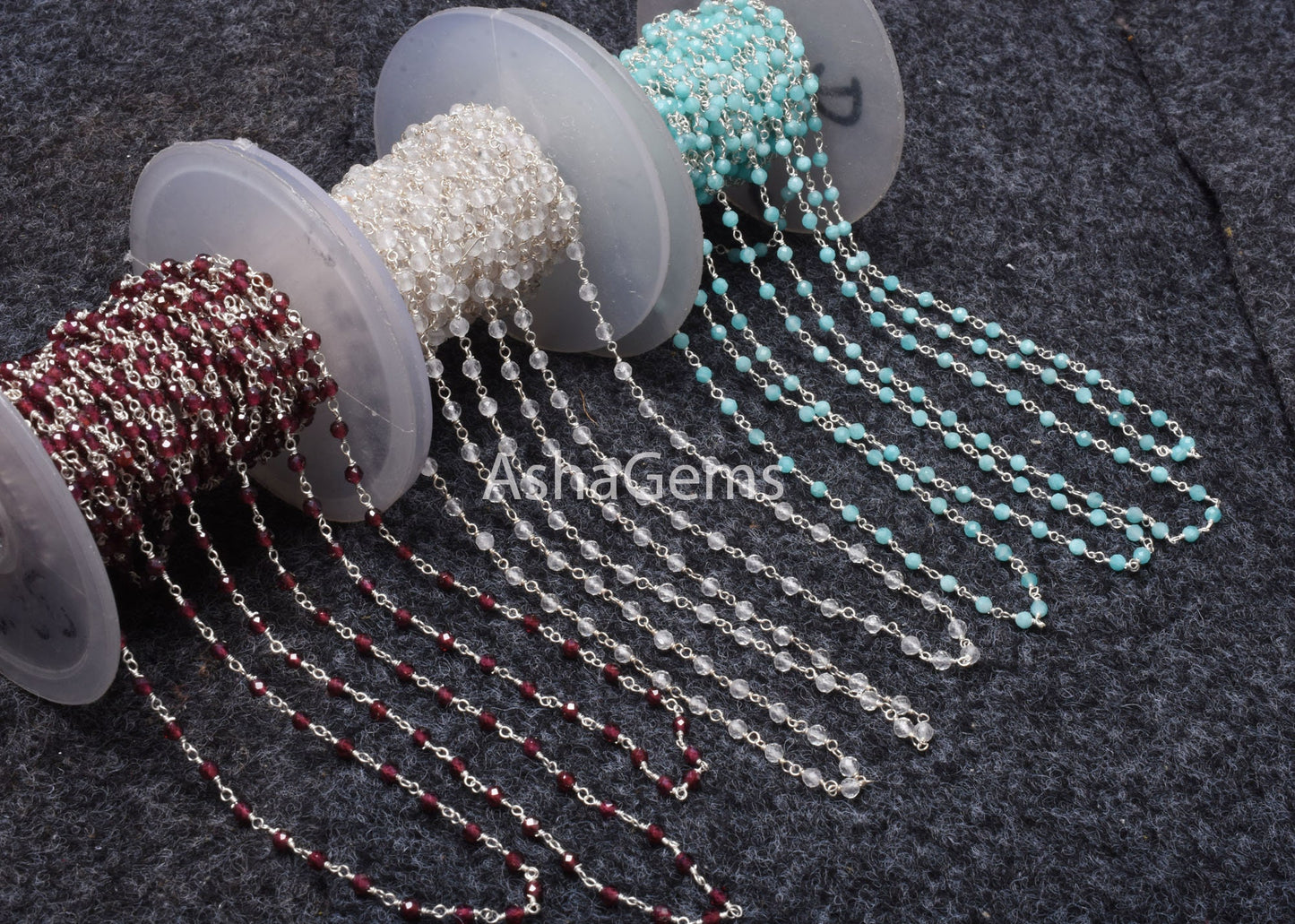 92.5 Silver Rosary chain Wire Wrapped Natural garnet Crystal Amazonite Faceted Beads Chain Real Silver gemstone Beaded rosary chains Jewelry