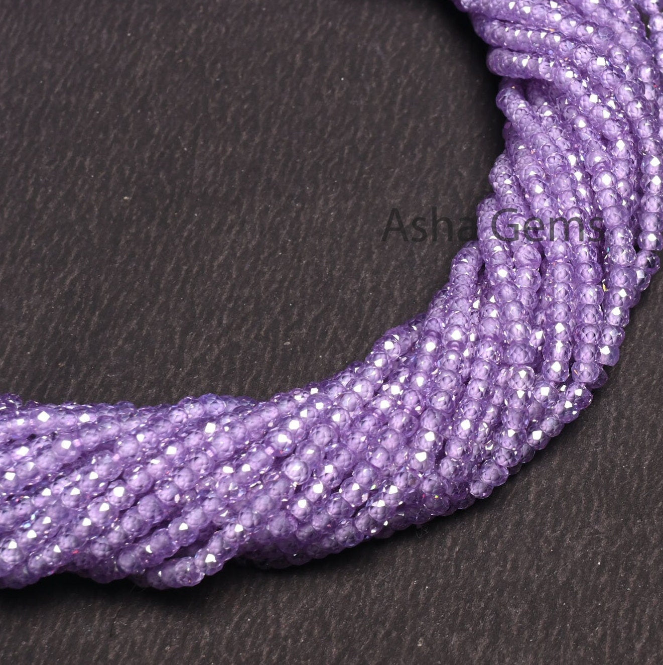 Beautiful Lavender Blue Zircon Micro Cut faceted Beads,3 mm Light Purple Zircon Machine Cut Rondelle Beads,12.5" lavender Cubic Zircon Beads