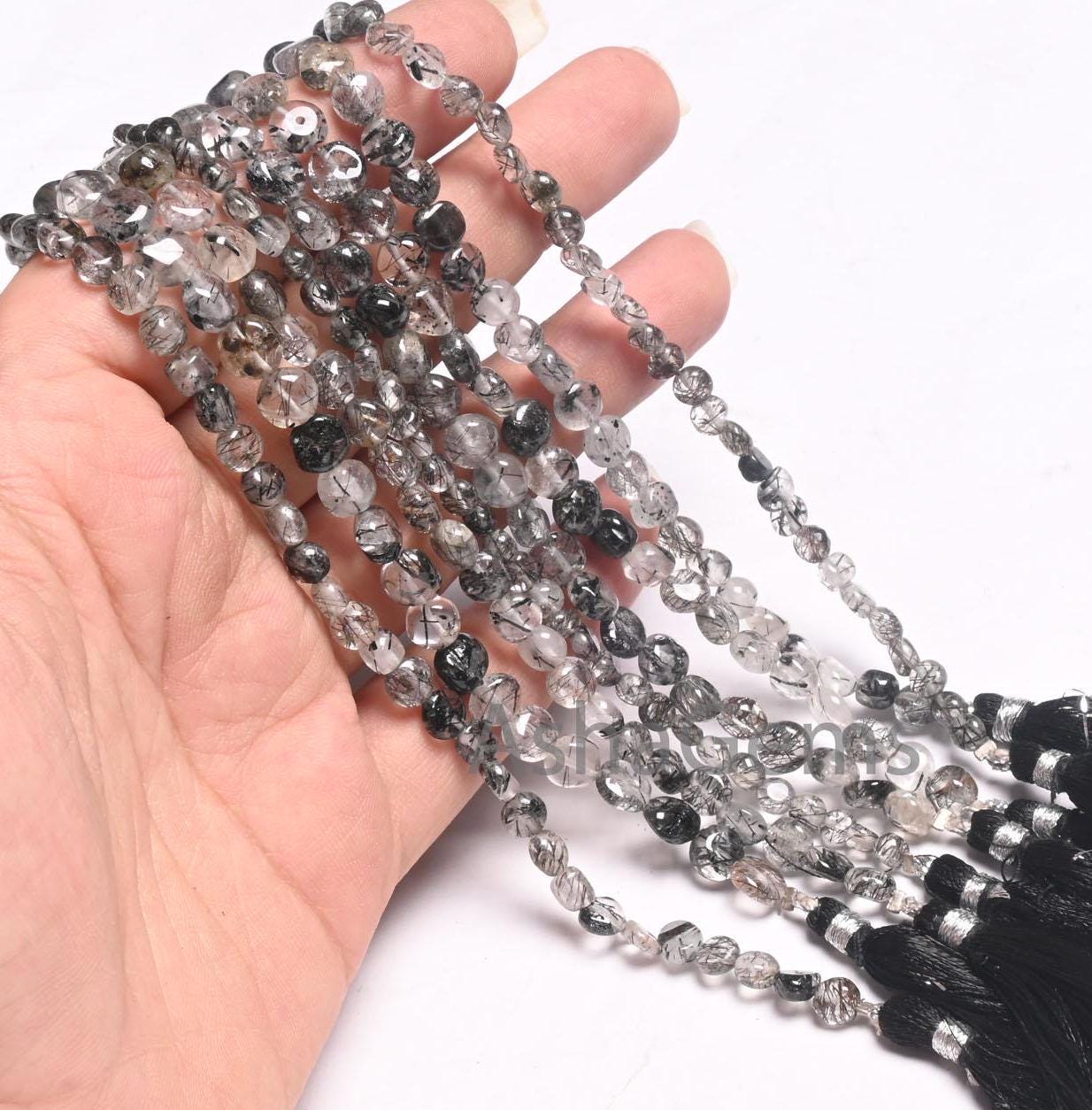 Natural Black rutilated Quartz Smooth Coin Shape Gemstone Loose Beads, Fine Quality Rutile Coin Handmade Bead Jewelry making Handicraft SALE