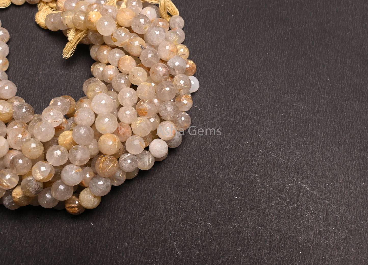 Beautiful Golden Rutile Faceted Round Shape Gemstone Beads, Natural Golden Rutile Indian Cut Round Ball Rutile Beads Jewelry handicraft SALE