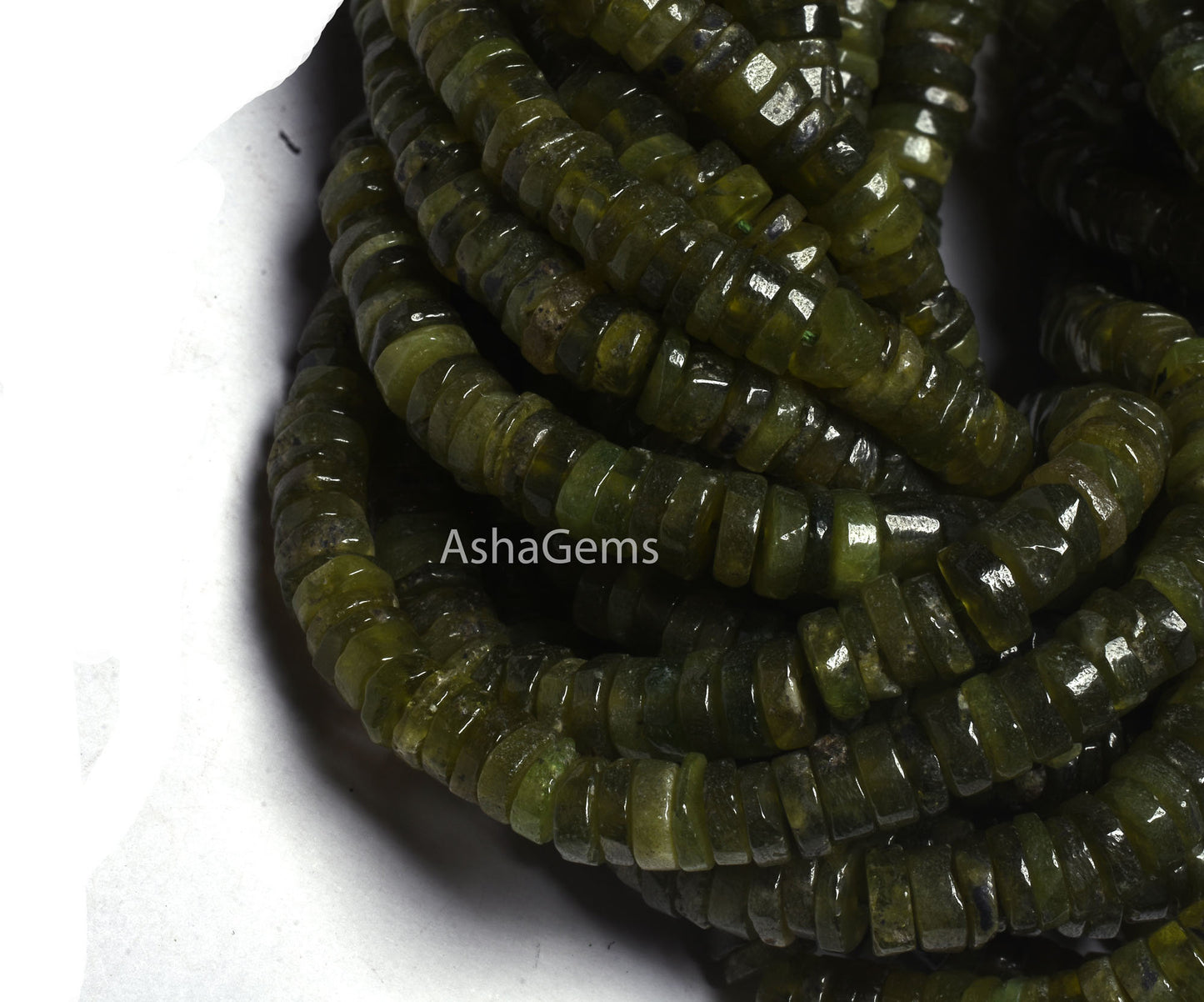 Natural Green Vessonite Smooth Heishi Tyre Gemstone beads,6mm Vessonite Plain Wheel Shape Beads Strand Bessonite Beads For Jewelry SALE