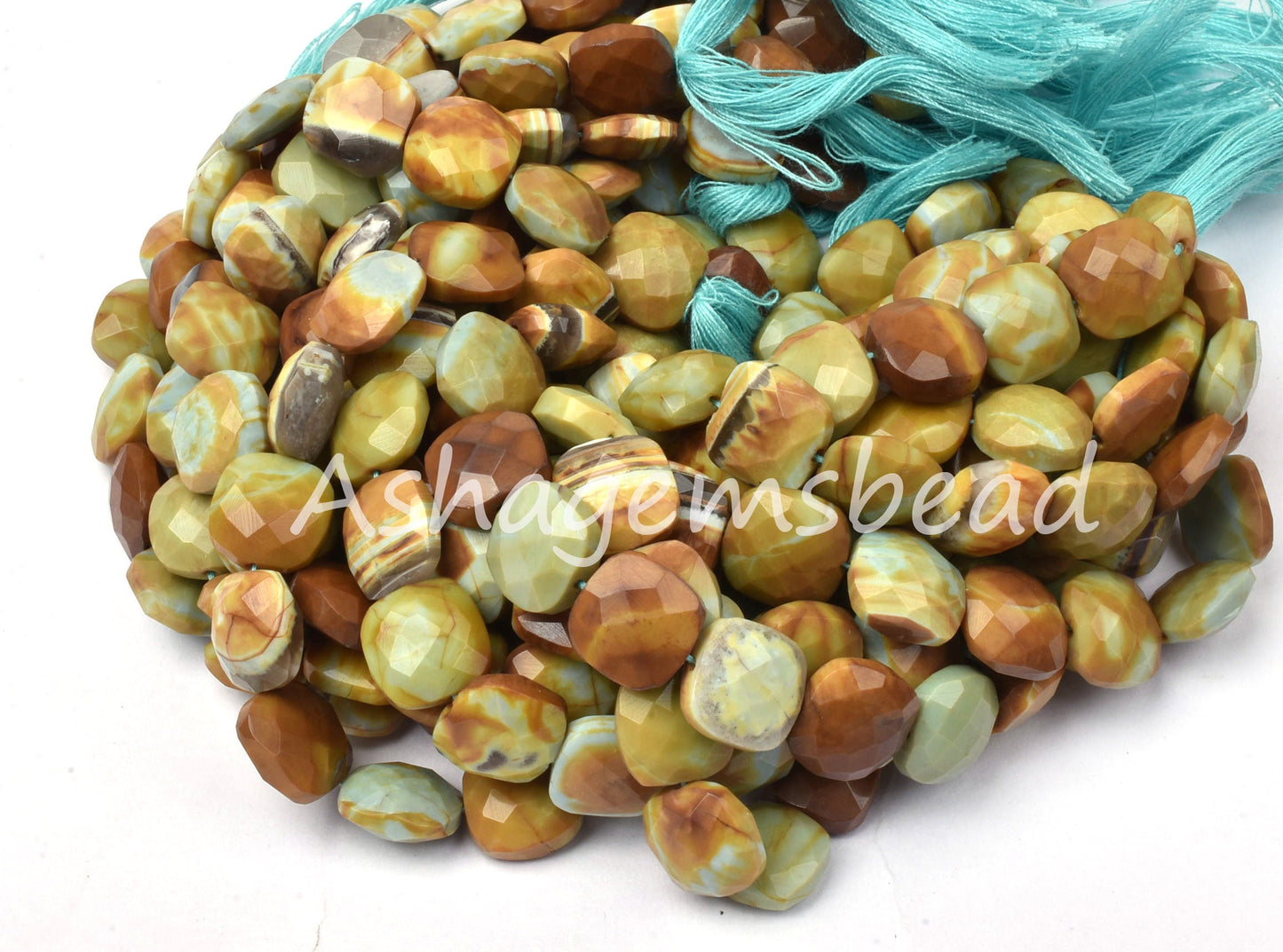 Beautiful Green Boulder Opal Faceted Cushion Shape Beads,11-14 mm,Boulder Opal Fancy Shape Cushion Beads,Opal Gemstone Beads For Jewelry,8"