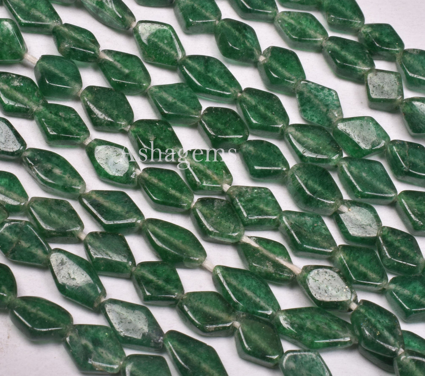 Beautiful Green Mica Fancy Shape Beads,13" Strand, Natural Mica margaj Smooth Rhombus shape Handmade Beads Green Aventurine Bead For Jewelry