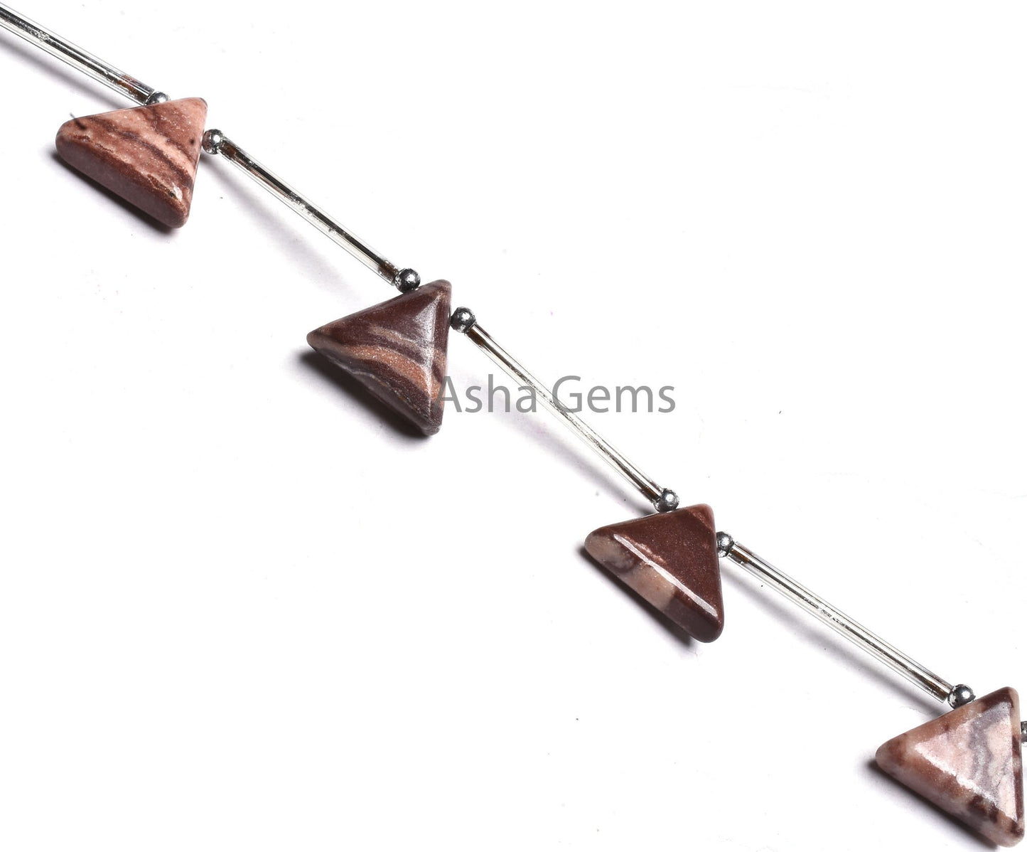 Beautiful Jasper Triangle Shape Gemstone Side Drill Beads,5 Piece Strand Natural Brown Jasper Smooth Trillion Beads Picture Jasper Bead SALE