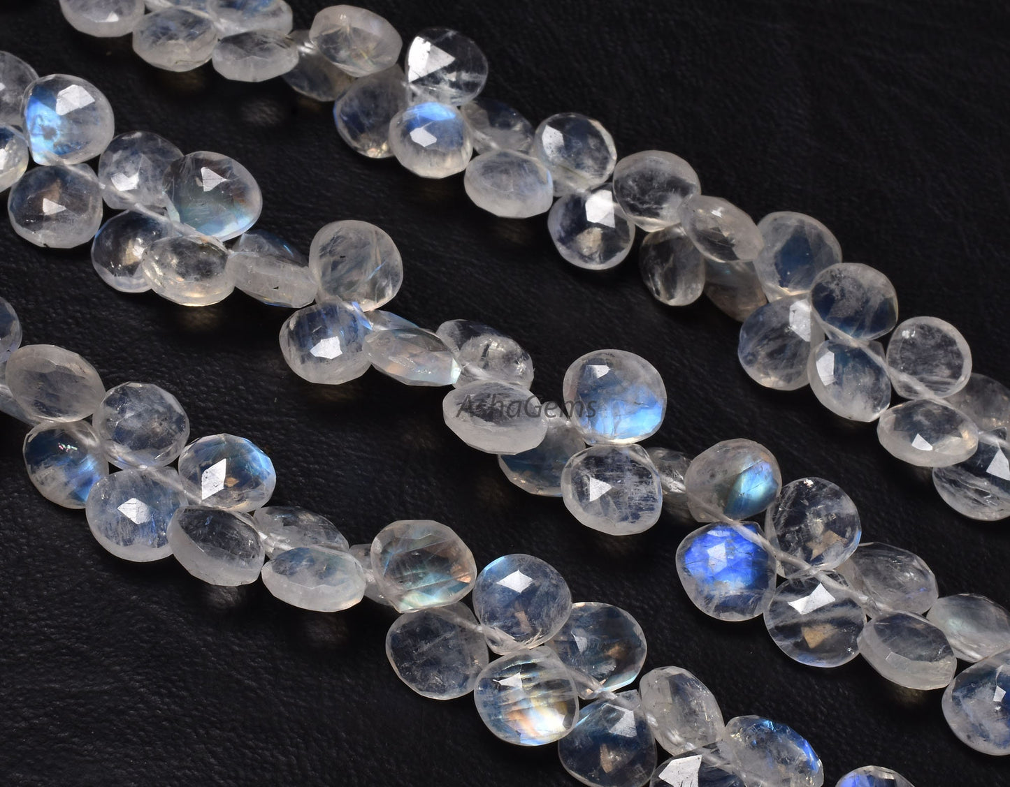 Blue Fire Rainbow Moonstone Heart Shape Faceted Gemstone Loose Beads,6-7mm AAA Rainbow Moonstone Bead, Natural White Rainbow Heart Bead SALE