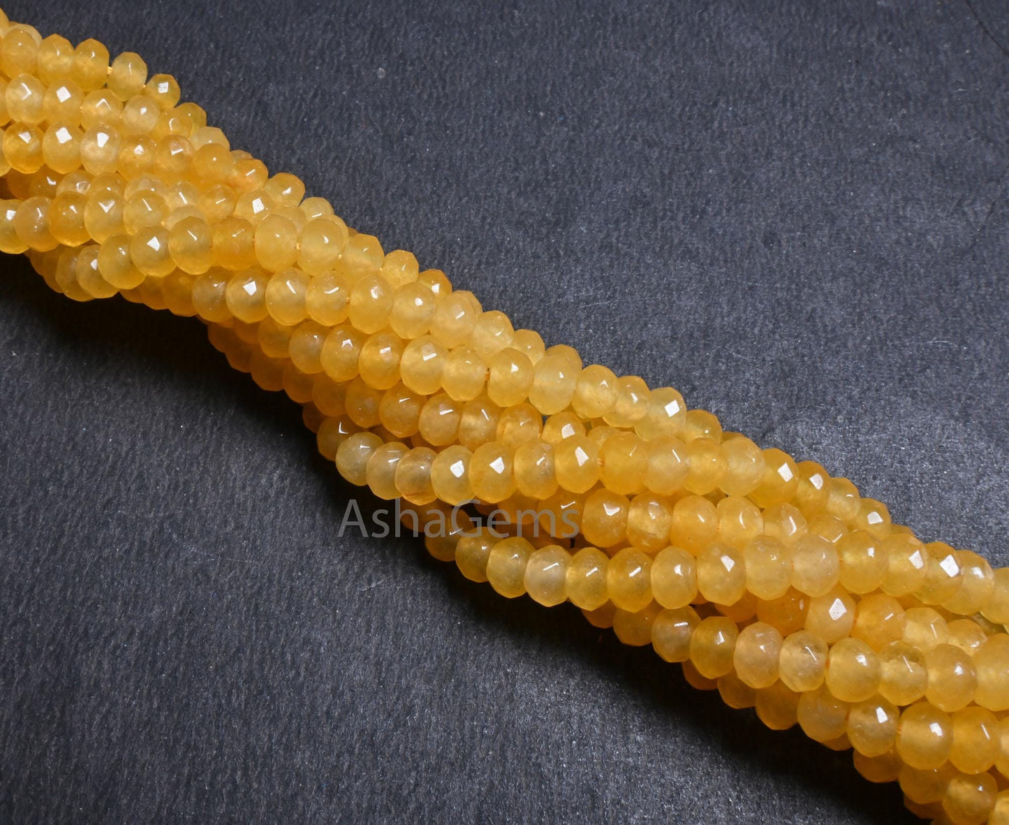6 mm Fine Yellow Jade Quartz faceted Rondelle Shape Beads, Beautiful Pastel Yellow Jade machine cut Gemstone Beads Jewelry Making Craft SALE