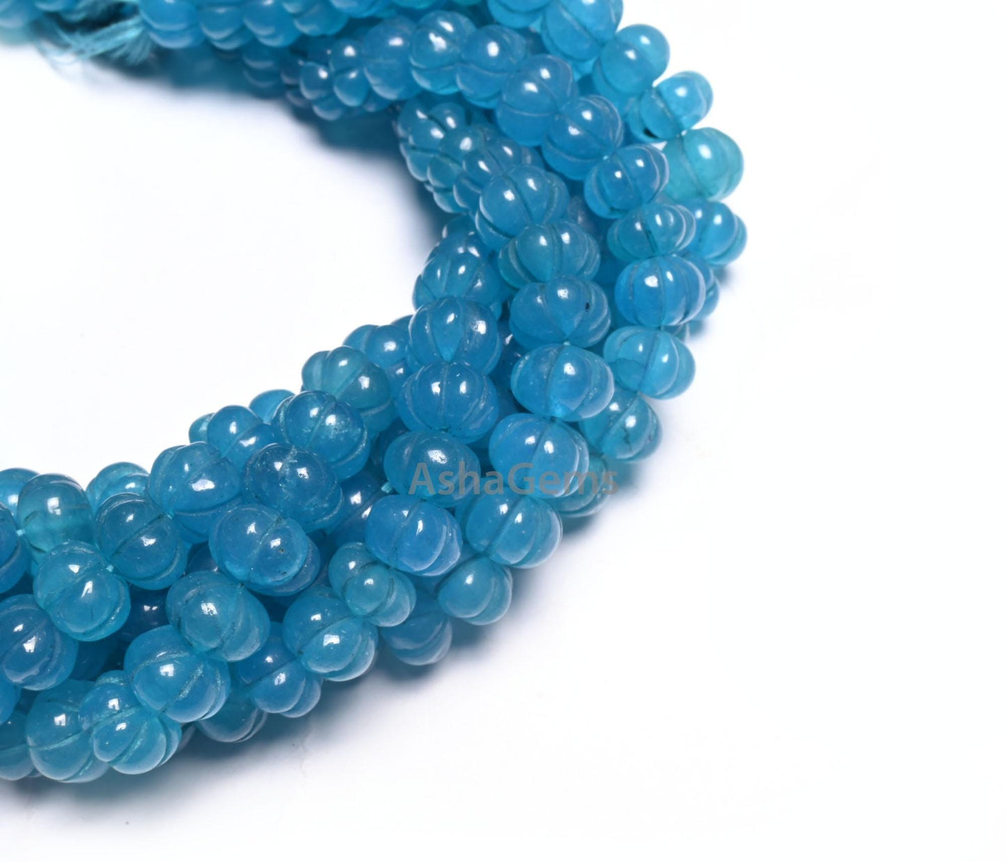 Beautiful Blue Quartz Carving Watermelon Beads, Blue Sapphire color Quartz Carved Pumpkin Bead Handmade Carve Rondelle Gemstone Bead Jewelry