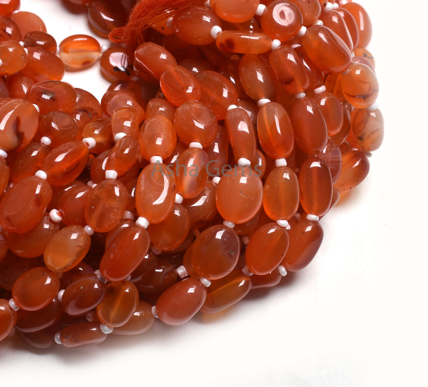 Beautiful Carnelian Smooth Oval shape Uneven Handmade Beads,10" Red Orange Carnelian Oval Straight Drill Gemstone Smooth Bead Jewelry Crafts