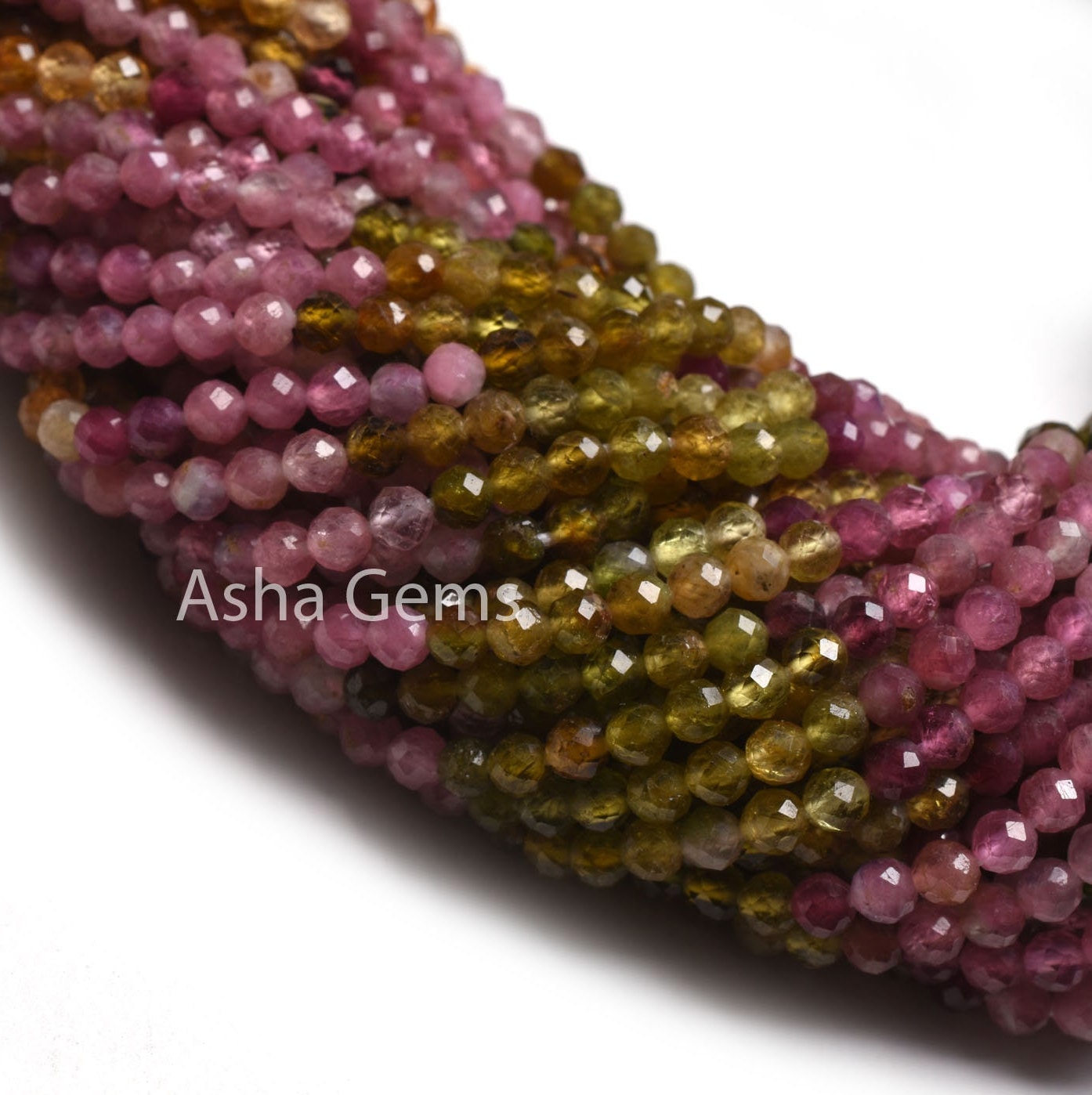 Fine Tourmaline Machine Cut Round Ball Beads,3.5 mm Multi Tourmaline Micro Cut Faceted Gemstone Beads, Real Tourmaline Bead Jewelry Necklace