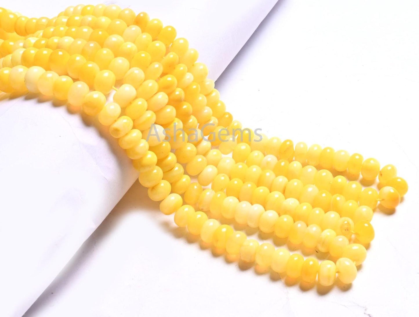 AAA Quality Pastel Yellow Opal Smooth Rondelle Gemstone Loose Beads,8 mm Yellow Opal Plain Handmade Bead Jewelry making Craft Sale Opal Bead