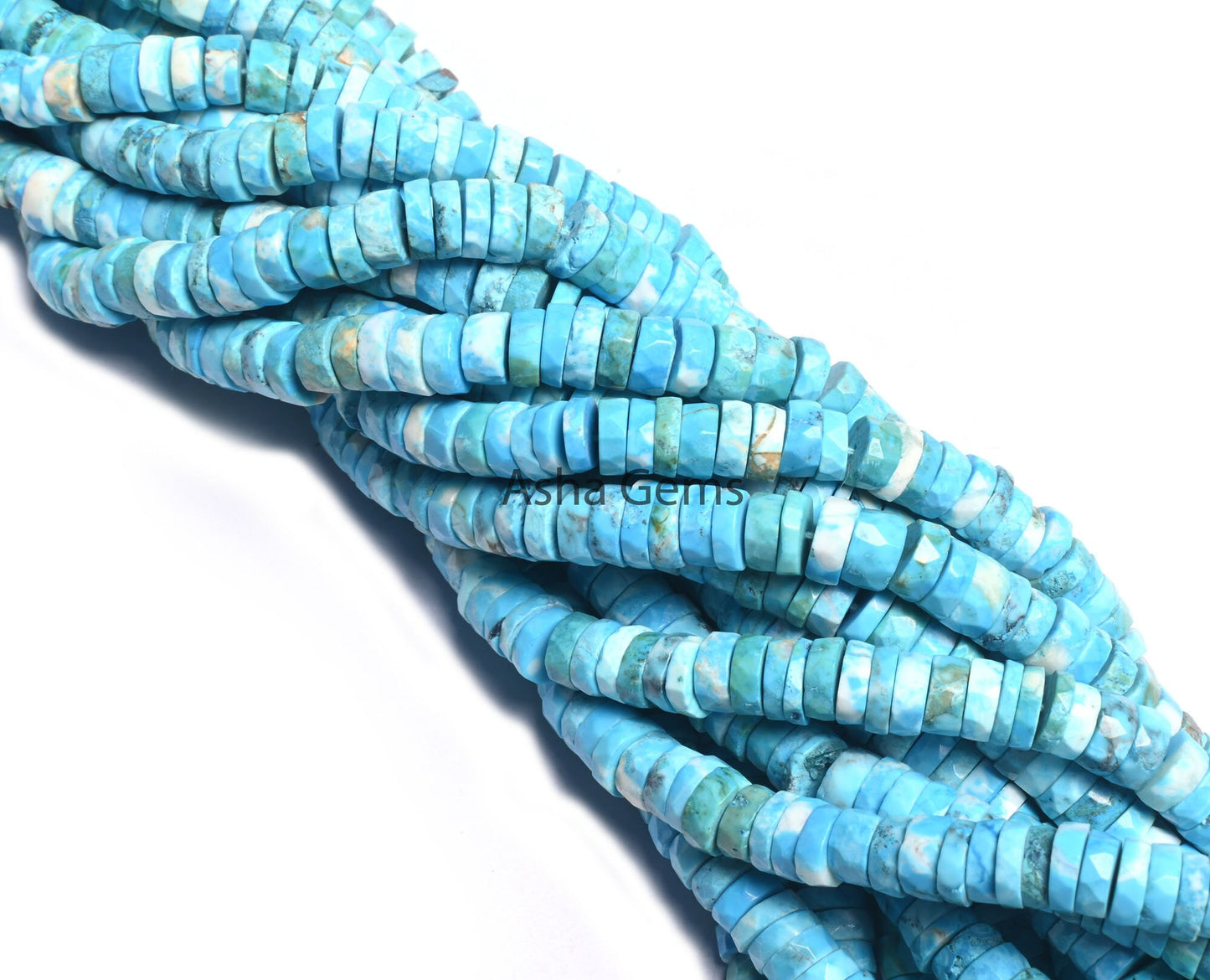 Beautiful Blue Turquoise Howlite Faceted Heishi Tyre Beads,6mm Turquoise Indian Cut Flat Wheel Shape Gemstone Bead Jewelry Making Craft SALE