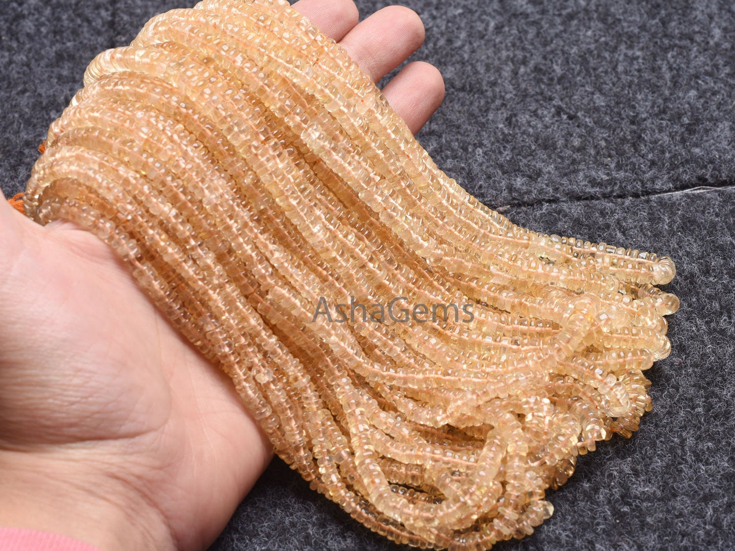Citrine Quartz Smooth Heishi Tyre Shape Gemstone Beads, Natural Yellow Citrine Flat tyre Beads, Fine Citrine Beads For Jewelry Necklace SALE