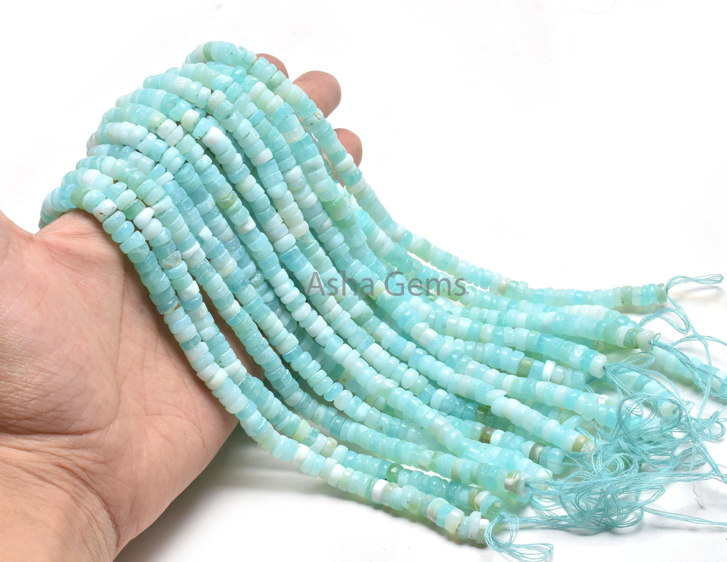 Peru Blue Opal Smooth Tyre Shape Beads,6mm Peru Boulder Opal Plain Beads,12.5" Sky Blue Opal wheel Shape Beads, Opal Bead Jewelry Craft SALE