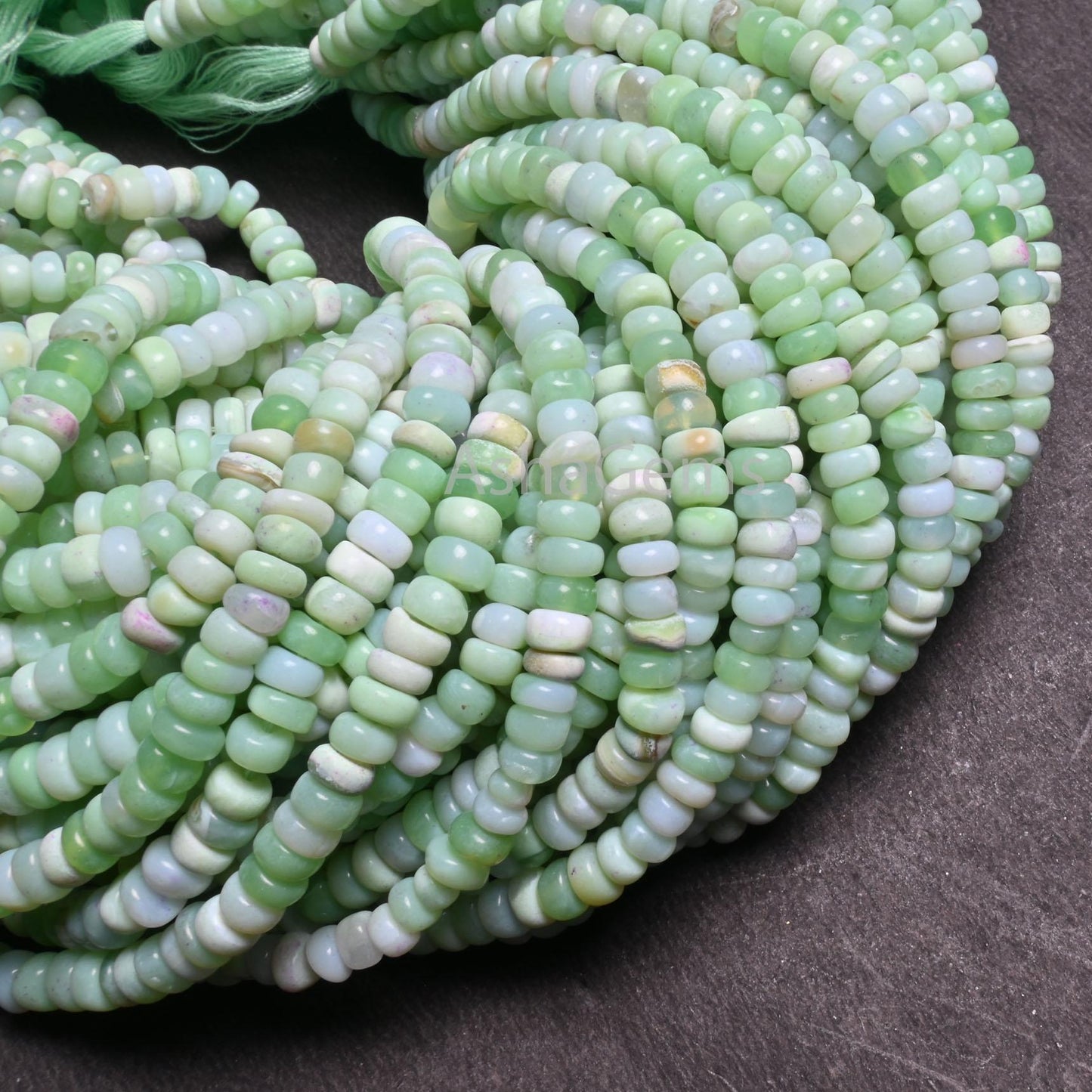 Shaded Green Opal Flat Rondelle Uneven Shape Handmade Beads, parrot Green Opal Gemstone Loose Beads, Mint Opal Beads Jewelry Handicraft SALE