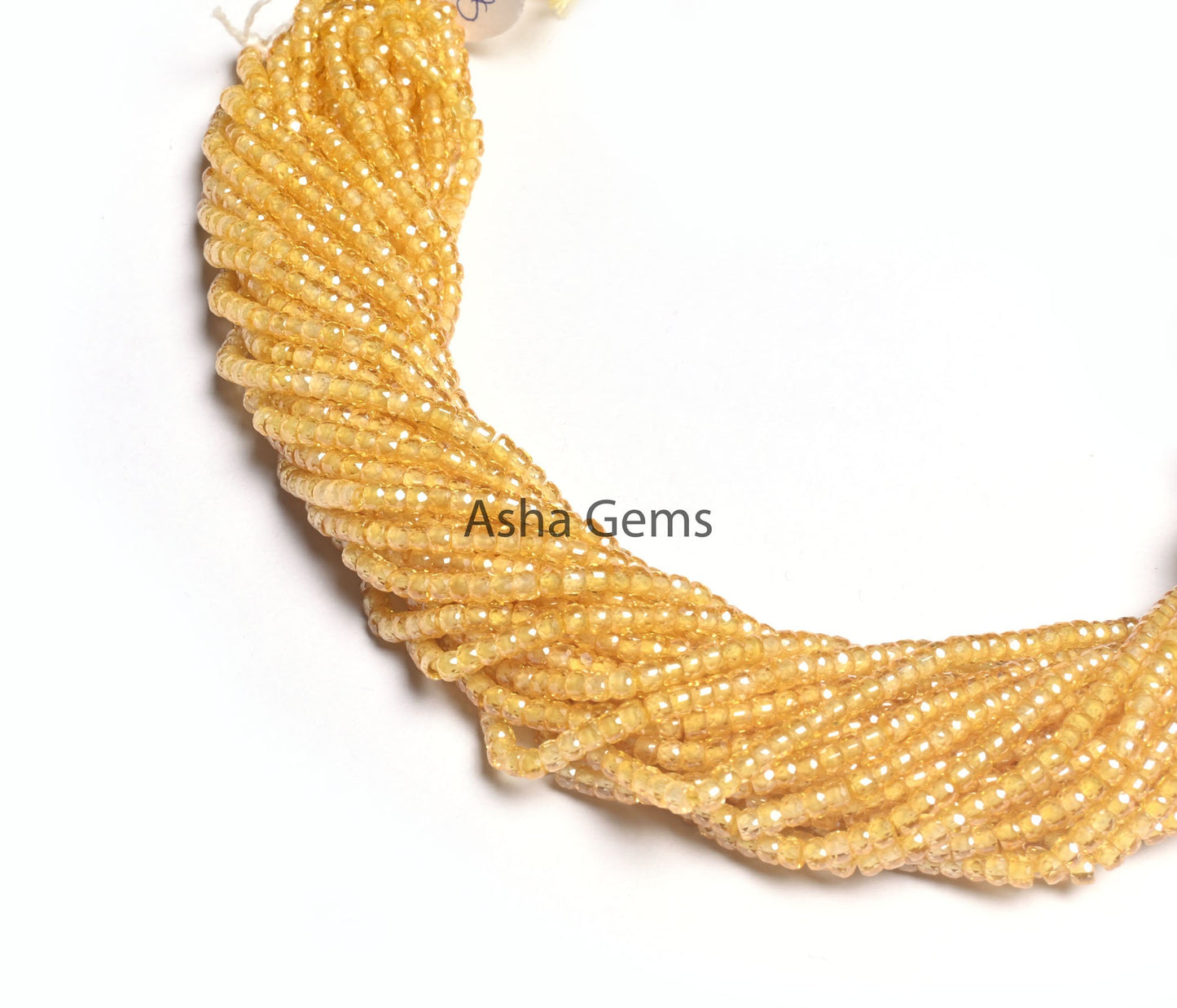 15" Strand Beautiful Yellow Zircon Micro Cut Beads,3 mm AAA pastel Yellow Cubic Zirconia Rondelle Faceted Gemstone Zircon Bead Jewelry Craft